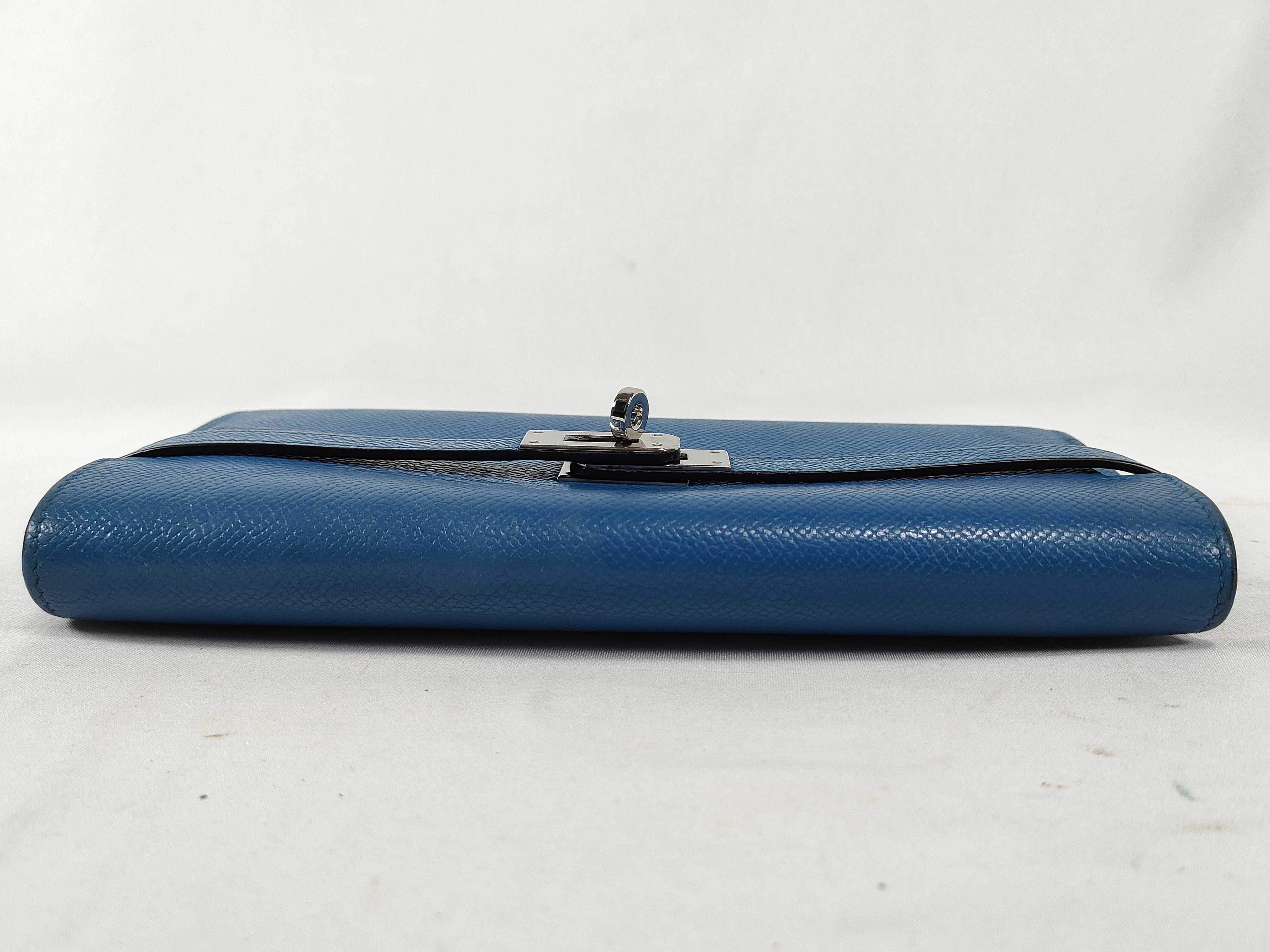 Kelly Wallet / Veau Epsom / Blue / O Stamp / Silver Hardware Wallet — view 6