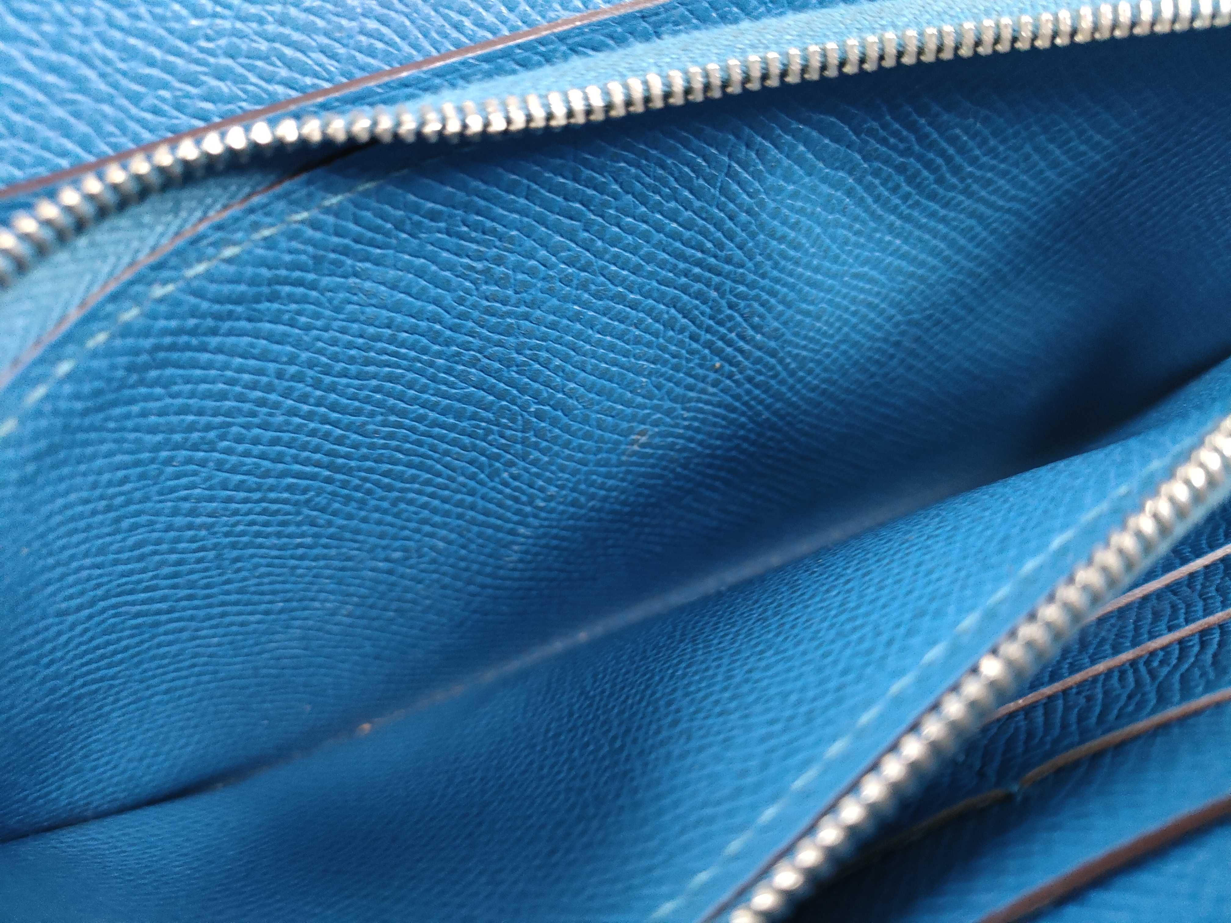 Kelly Wallet / Veau Epsom / Blue / O Stamp / Silver Hardware Wallet — view 9