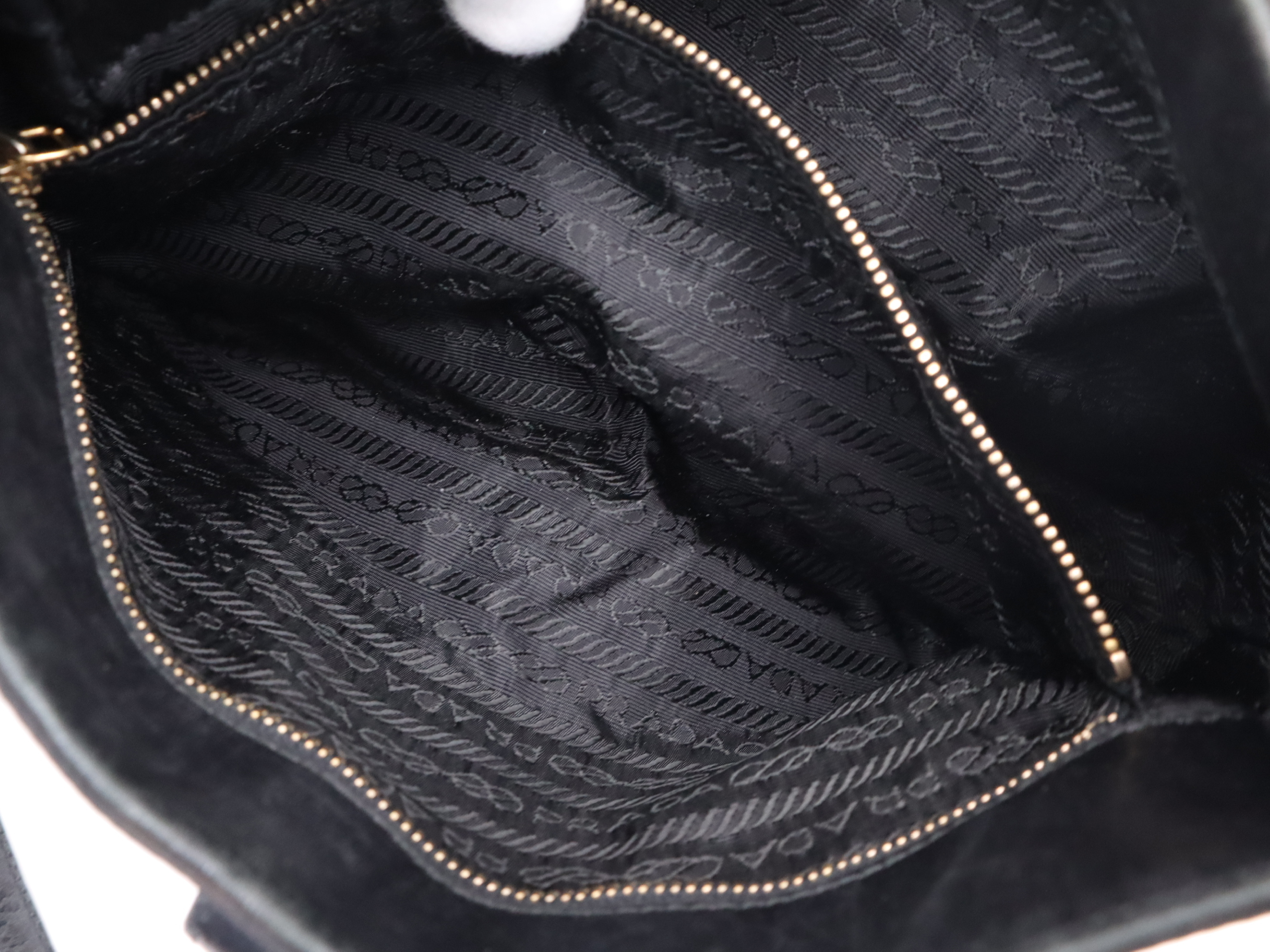 Nylon Triangle Logo One-Shoulder Bag, Black with Gold Hardware — view 12