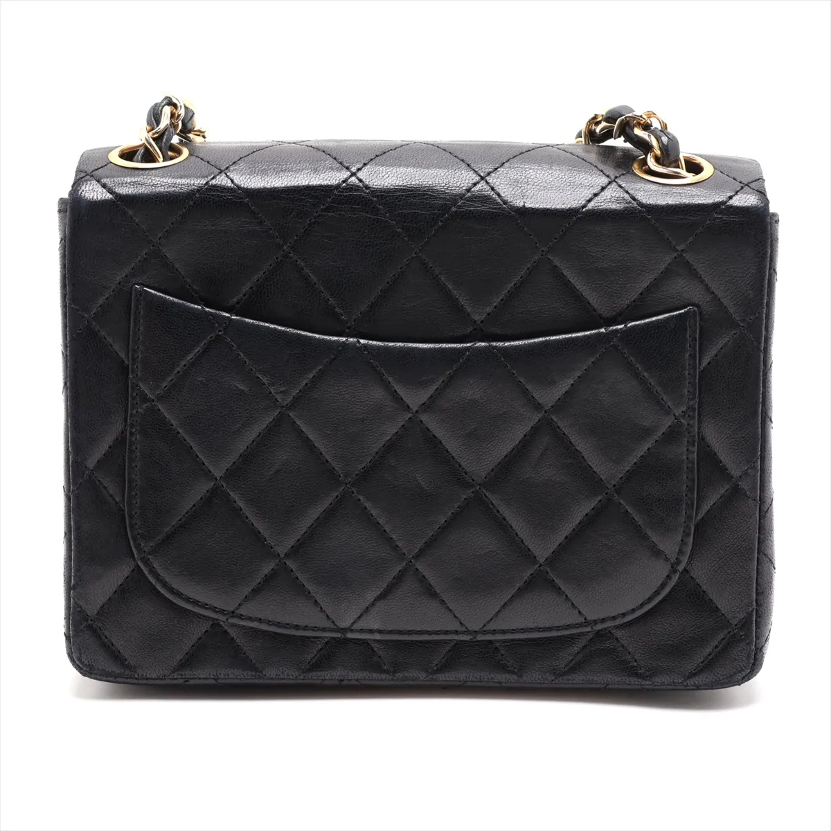 Mini Matelassé 17 Lambskin Single Flap Single Chain Bag, Black with Gold Hardware, 0787510 (Serial Number 0-series, A01115) — view 2