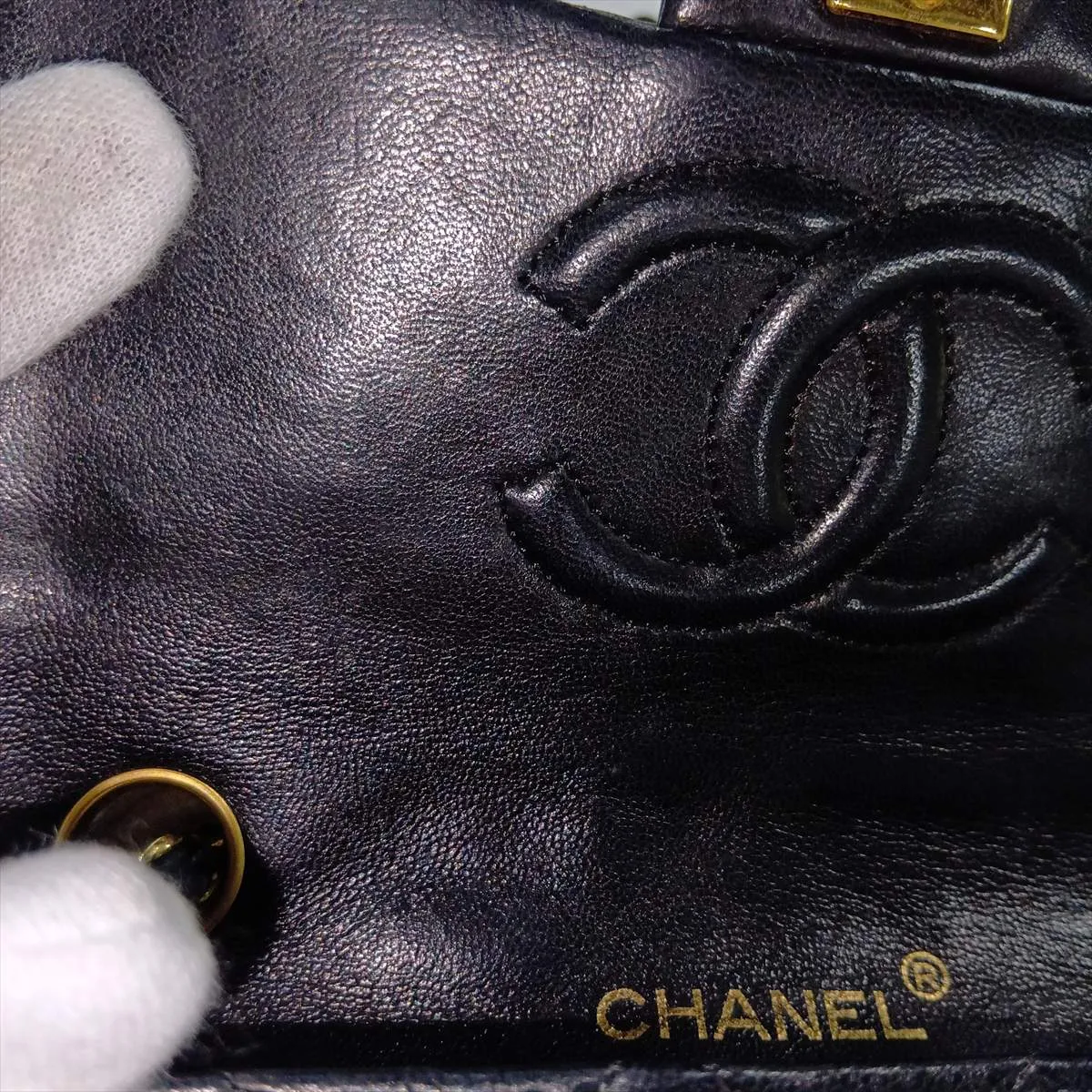 Mini Matelassé 17 Lambskin Single Flap Single Chain Bag, Black with Gold Hardware, 0787510 (Serial Number 0-series, A01115) — view 13