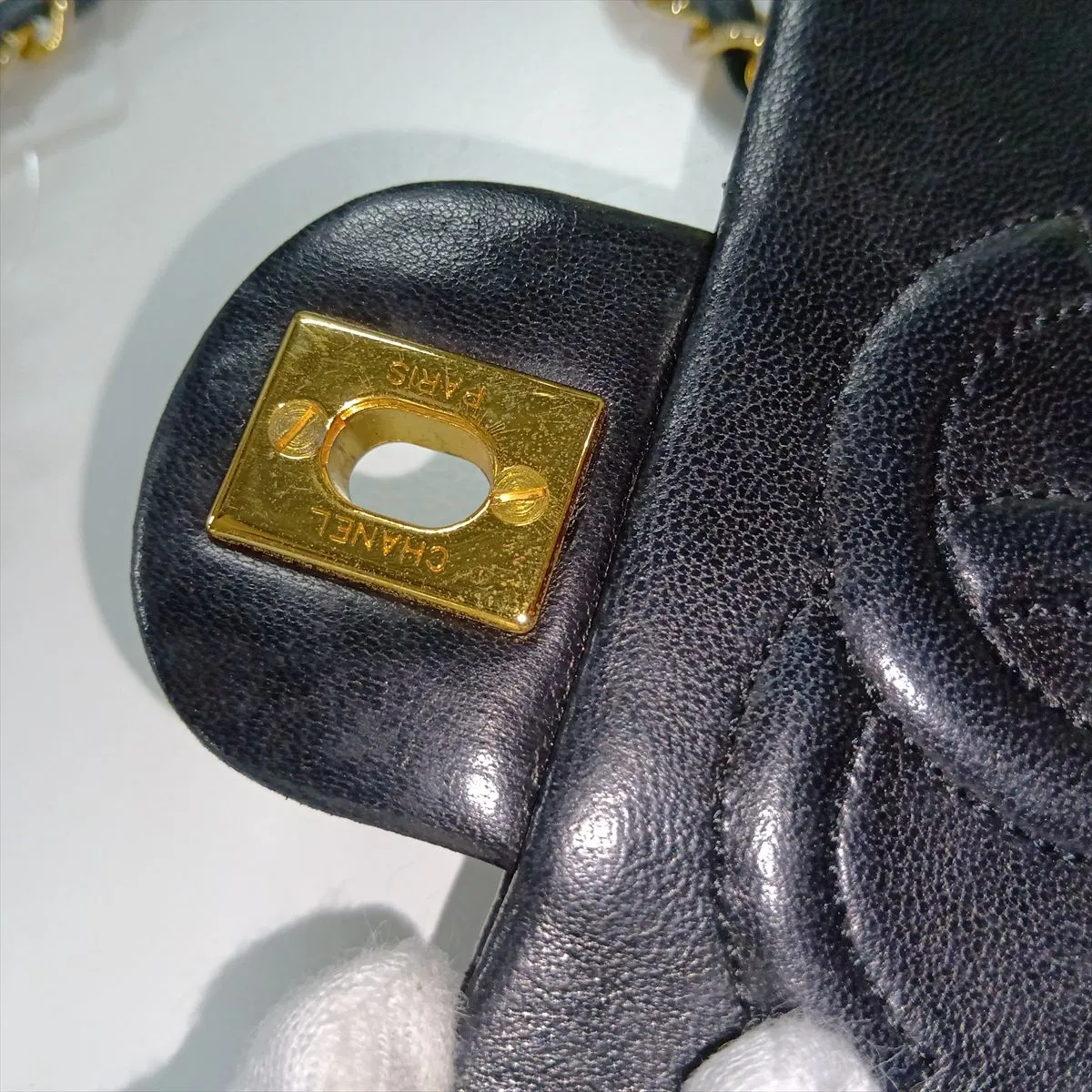 Mini Matelassé 17 Lambskin Single Flap Single Chain Bag, Black with Gold Hardware, 0787510 (Serial Number 0-series, A01115) — view 14