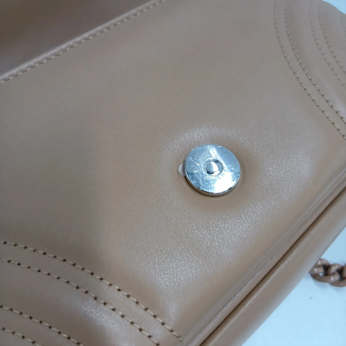 GG Marmont Leather Chain Shoulder Bag, Beige, 826098 (Outlet) — view 11