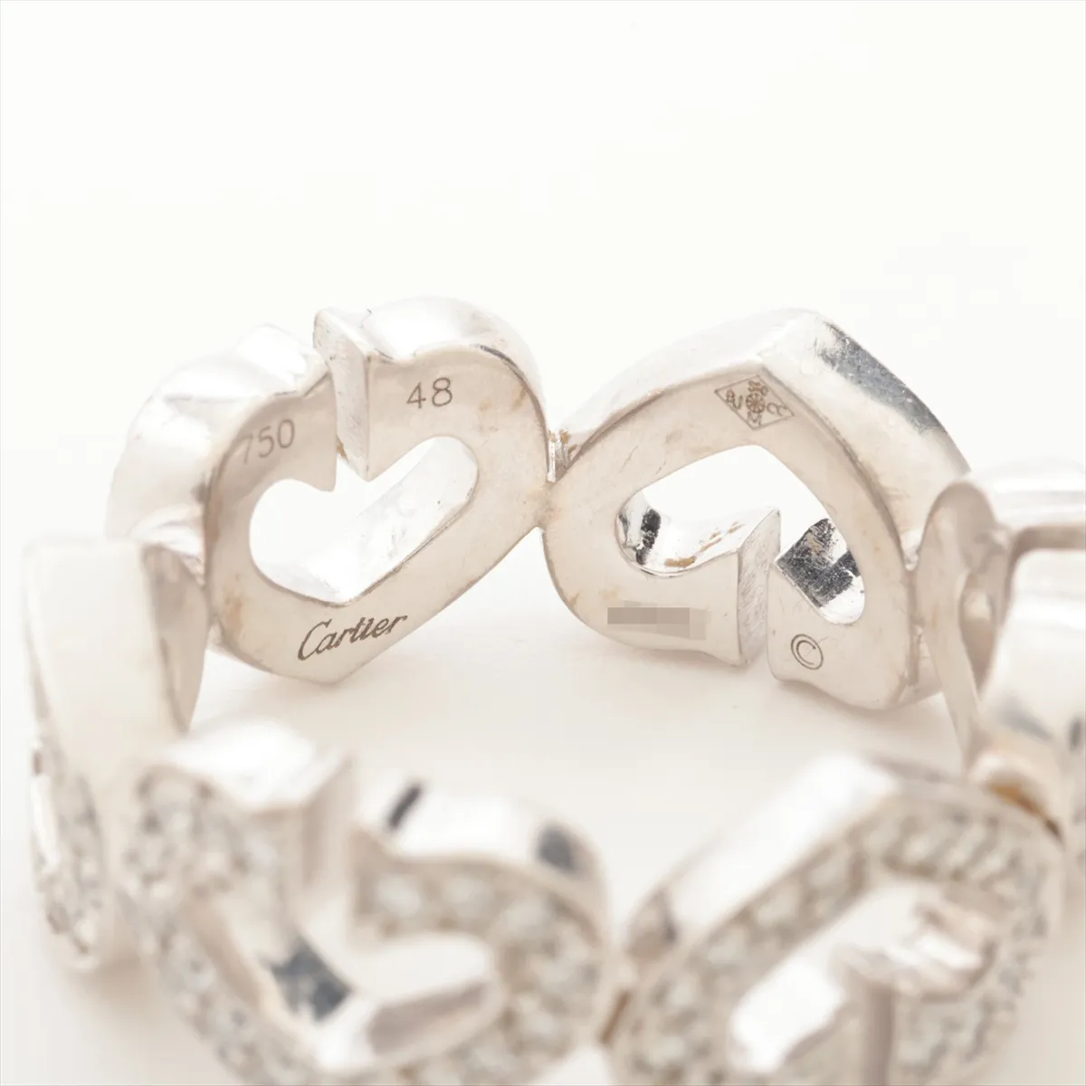 C Heart Full Diamond Ring 750 (WG) 7.0g Size 48 AD6047 — view 3