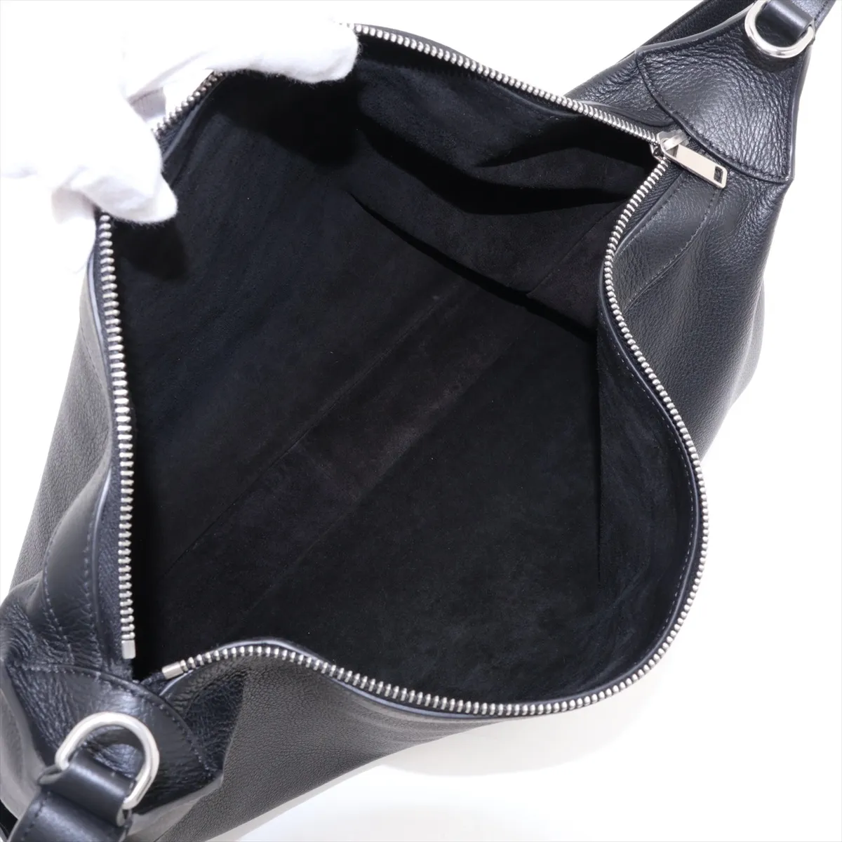 Large Strap Romy Leather 2-Way Shoulder Bag, Black — view 7