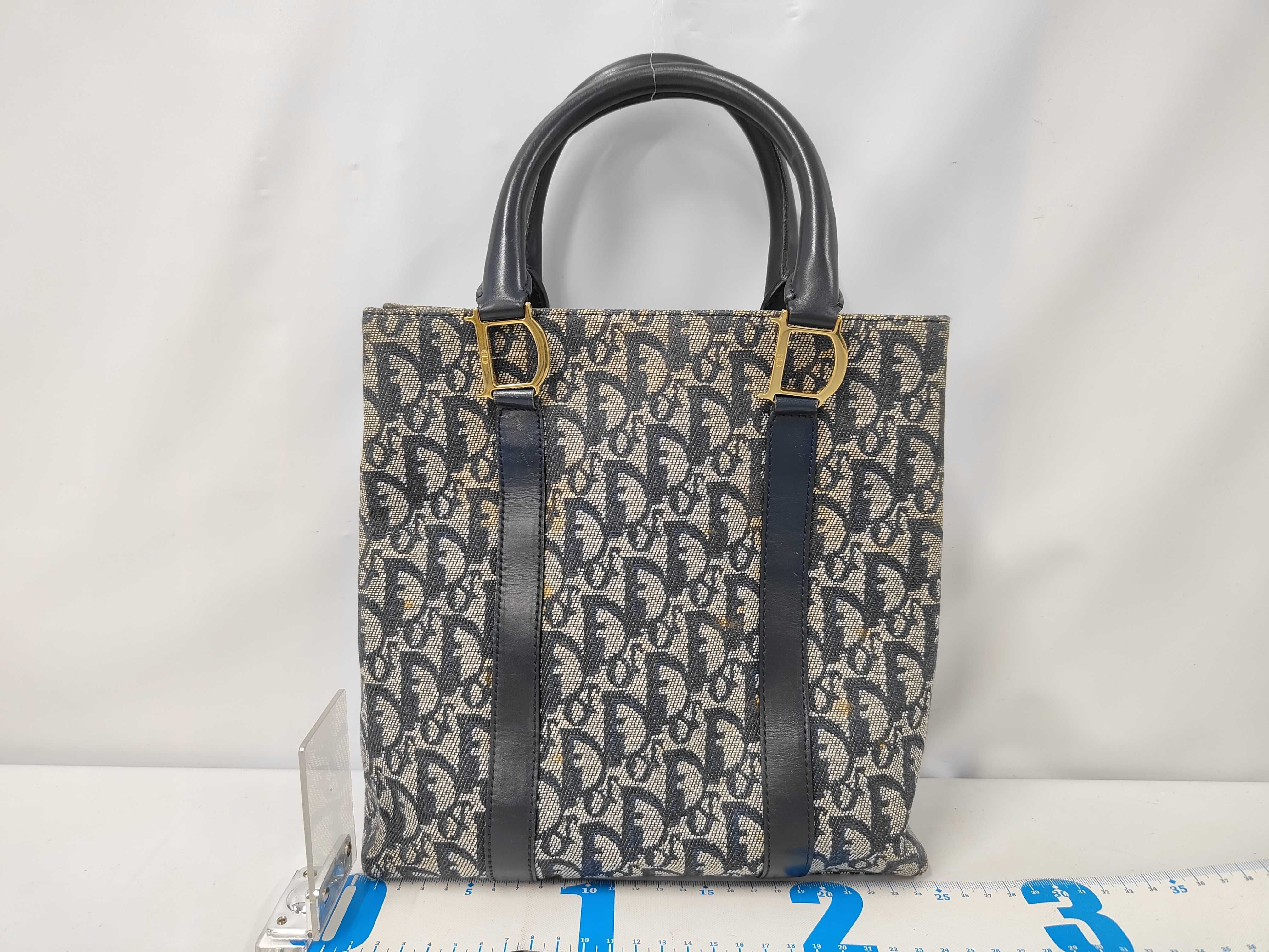 Trotter Canvas x Leather Handbag Tote Navy Handbag — view 2