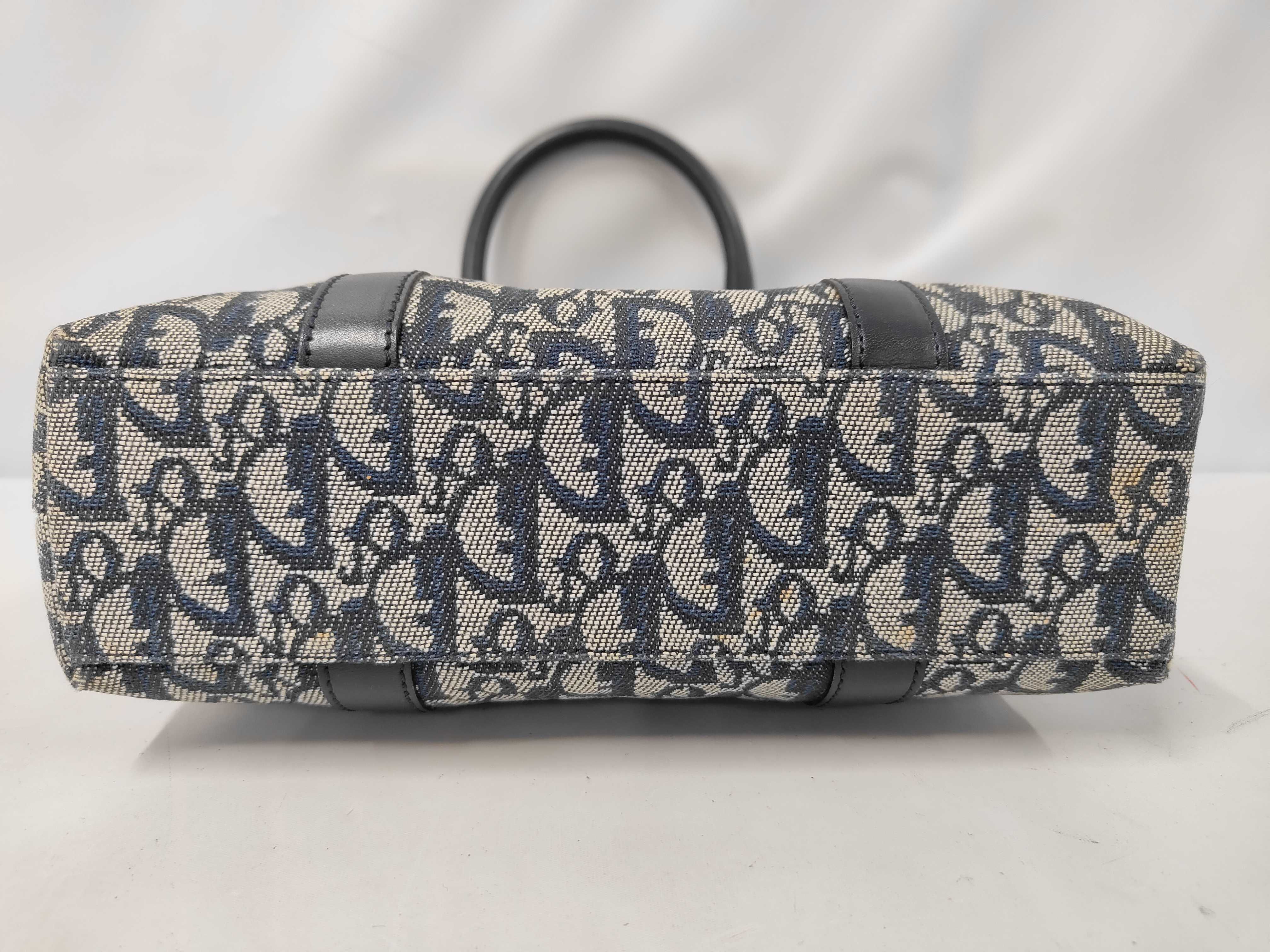 Trotter Canvas x Leather Handbag Tote Navy Handbag — view 3