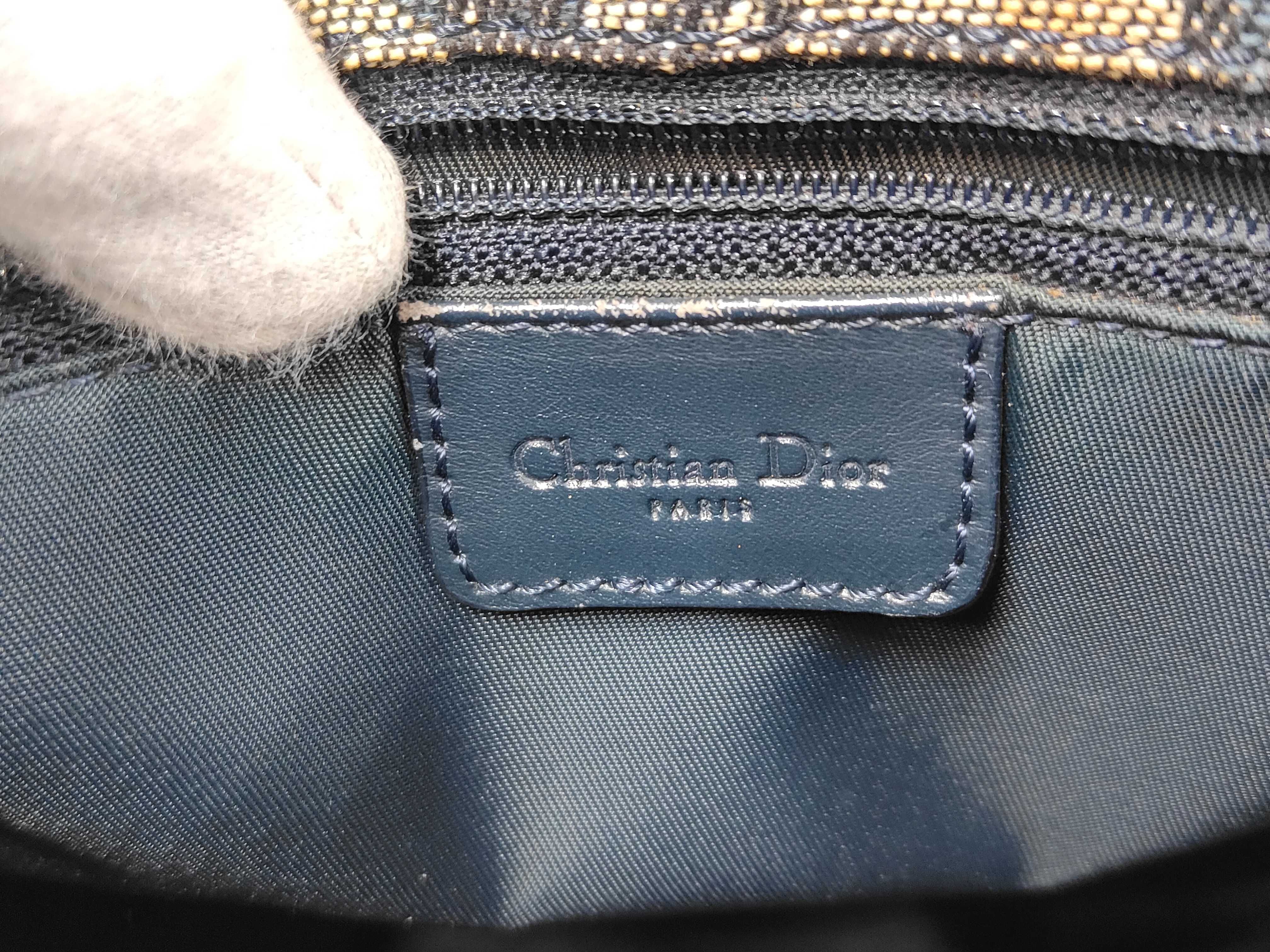 Trotter Canvas x Leather Handbag Tote Navy Handbag — view 9