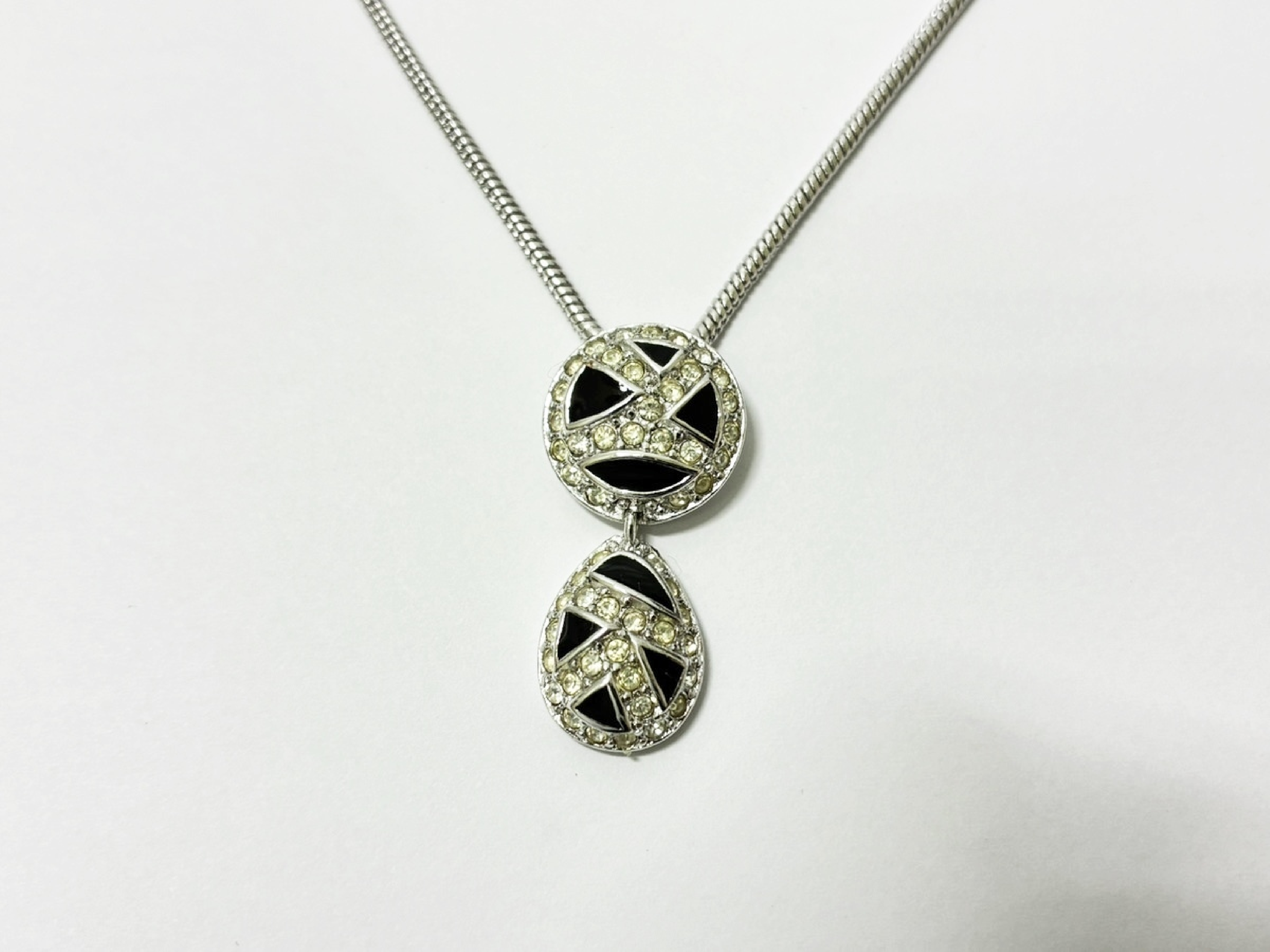 Rhinestone Necklace, Silver Color — view 2