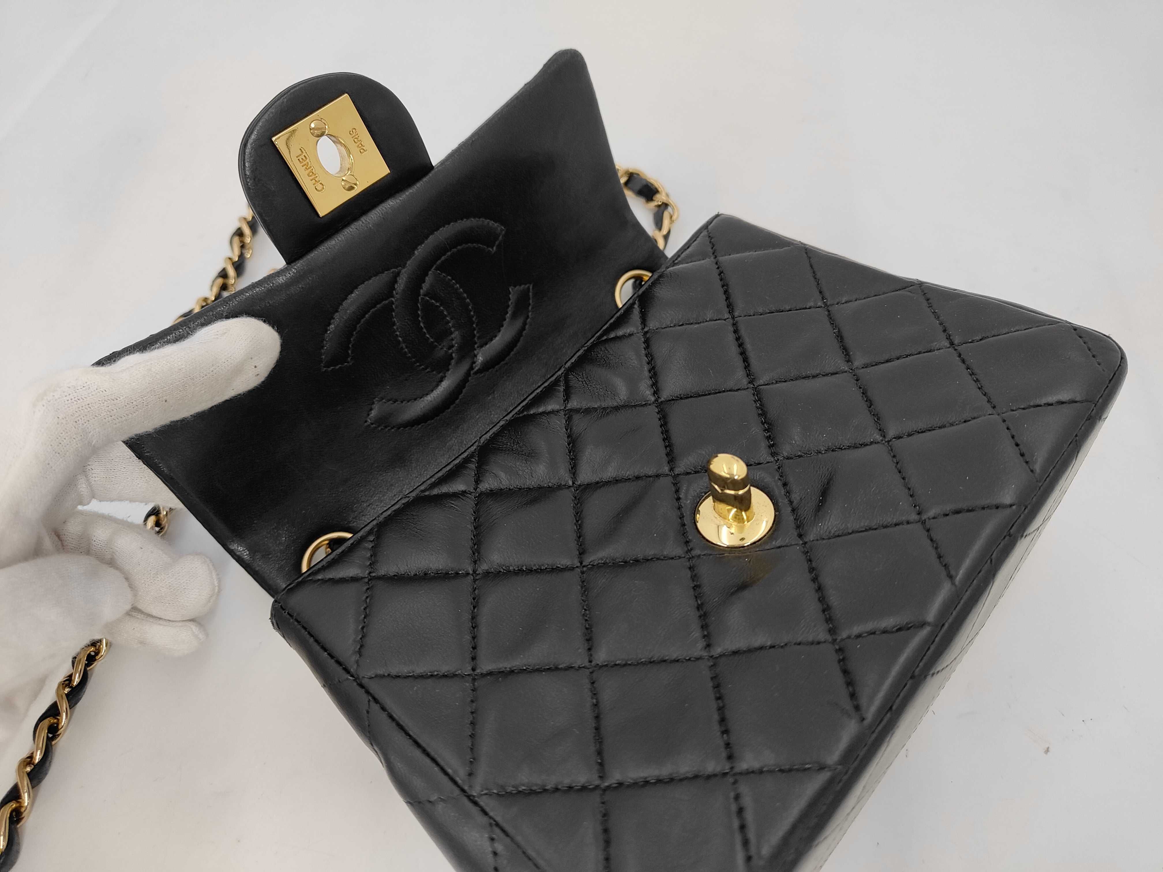 Mini Matelassé Lambskin Black Chain Shoulder Bag (Serial Number 7) — view 7