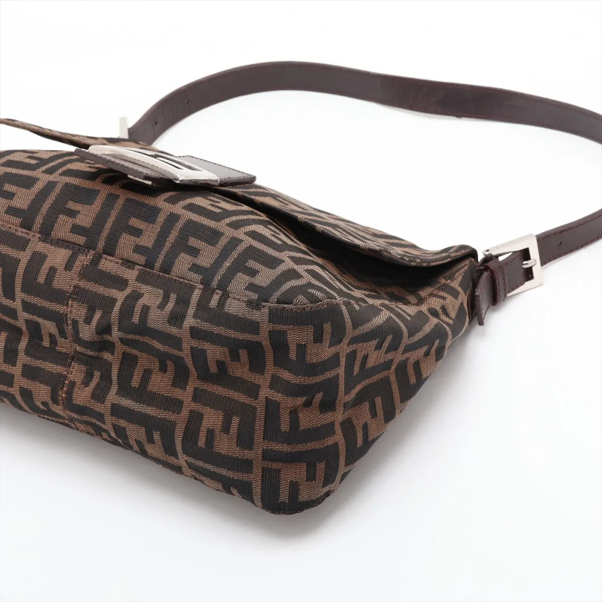Zucca Mamma Bucket Canvas x Leather Shoulder Bag, Brown — view 3