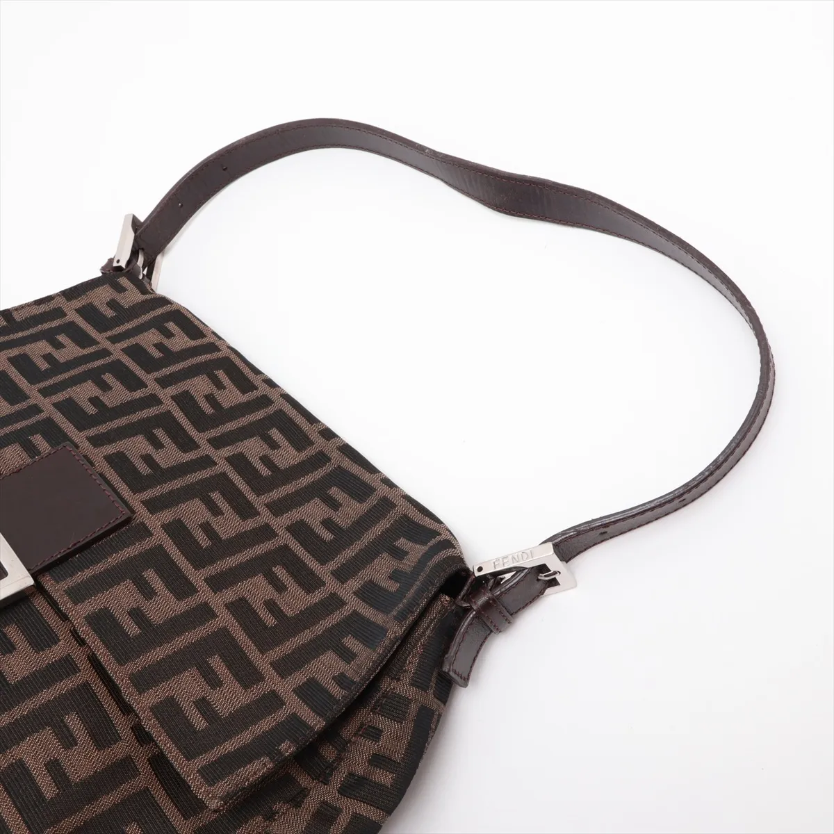 Zucca Mamma Bucket Canvas x Leather Shoulder Bag, Brown — view 5