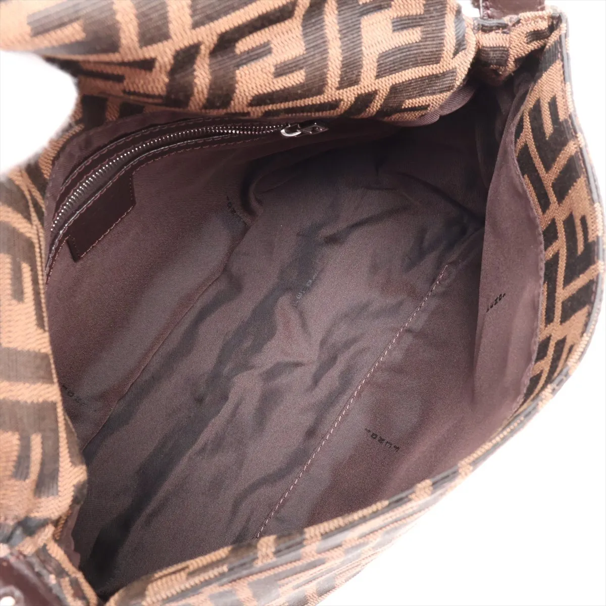 Zucca Mamma Bucket Canvas x Leather Shoulder Bag, Brown — view 6