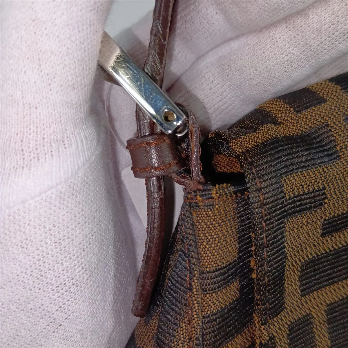 Zucca Mamma Bucket Canvas x Leather Shoulder Bag, Brown — view 10