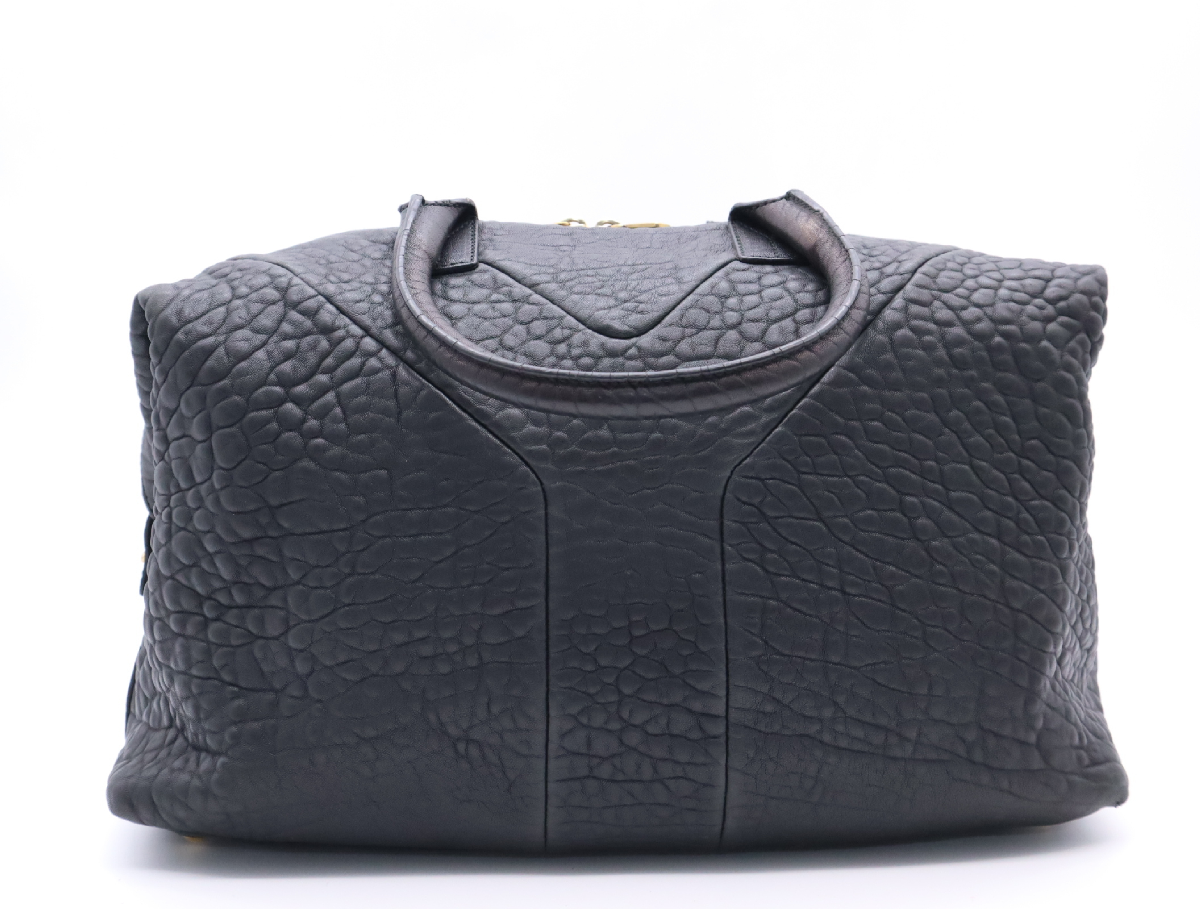 Leather Tote Bag, Black with Gold Hardware — view 2