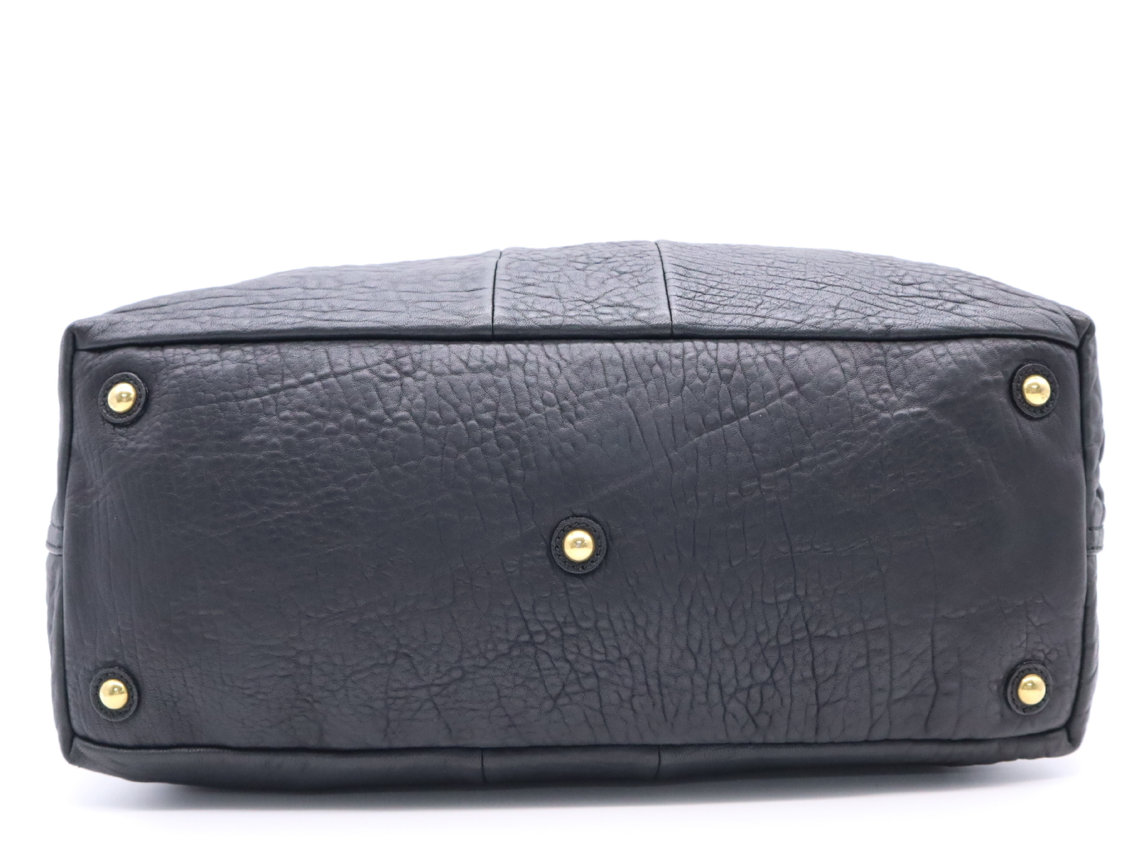 Leather Tote Bag, Black with Gold Hardware — view 4