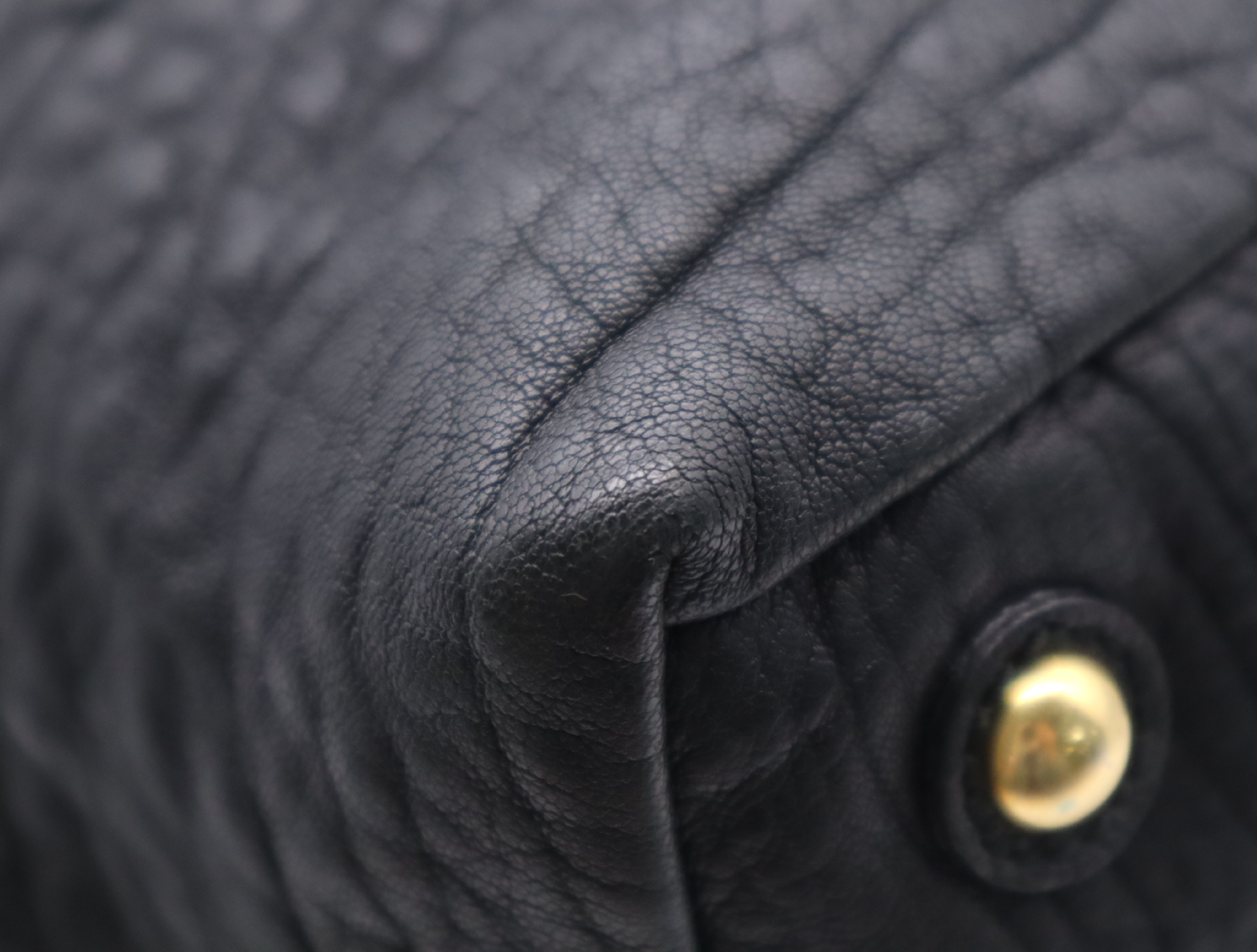 Leather Tote Bag, Black with Gold Hardware — view 6