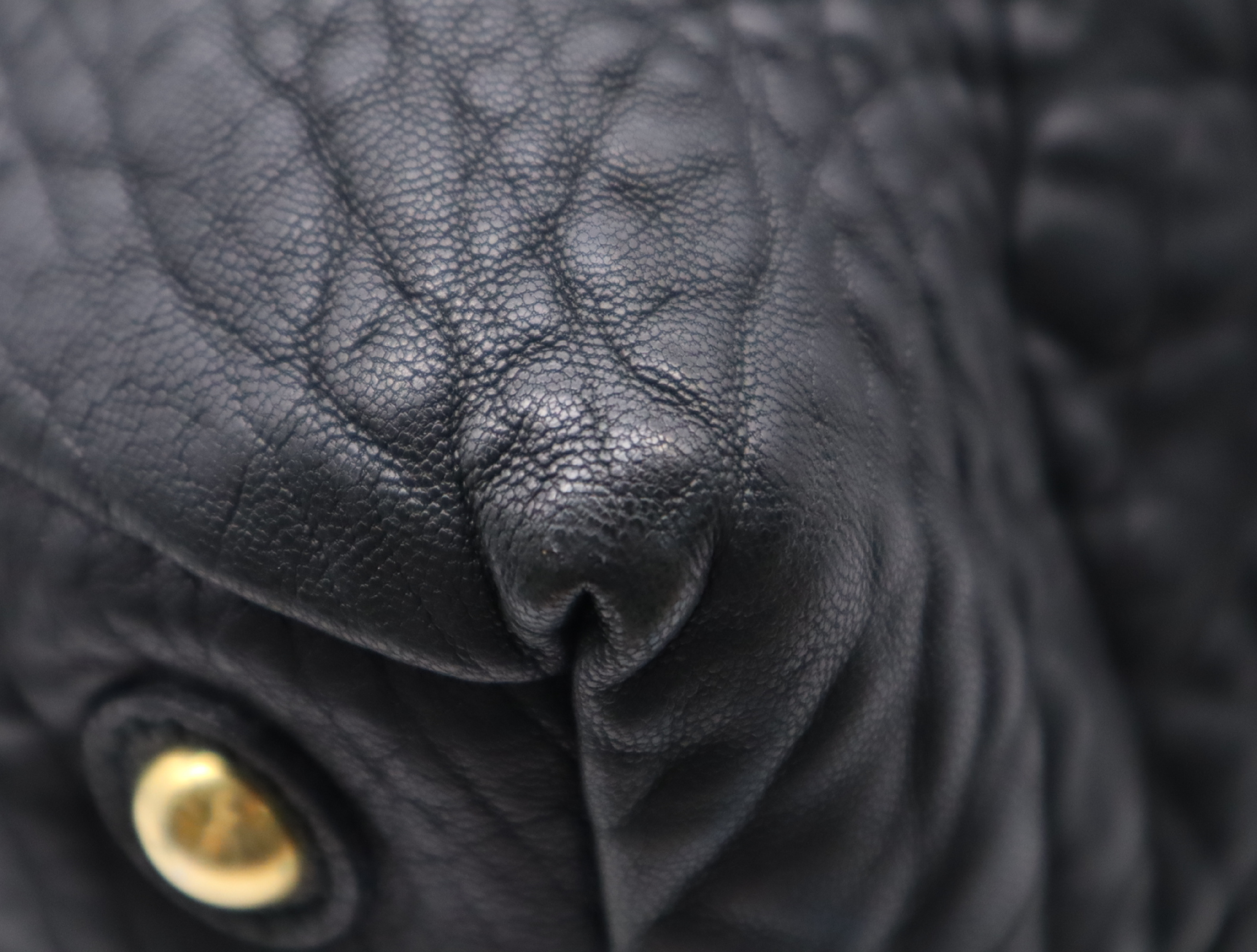 Leather Tote Bag, Black with Gold Hardware — view 7