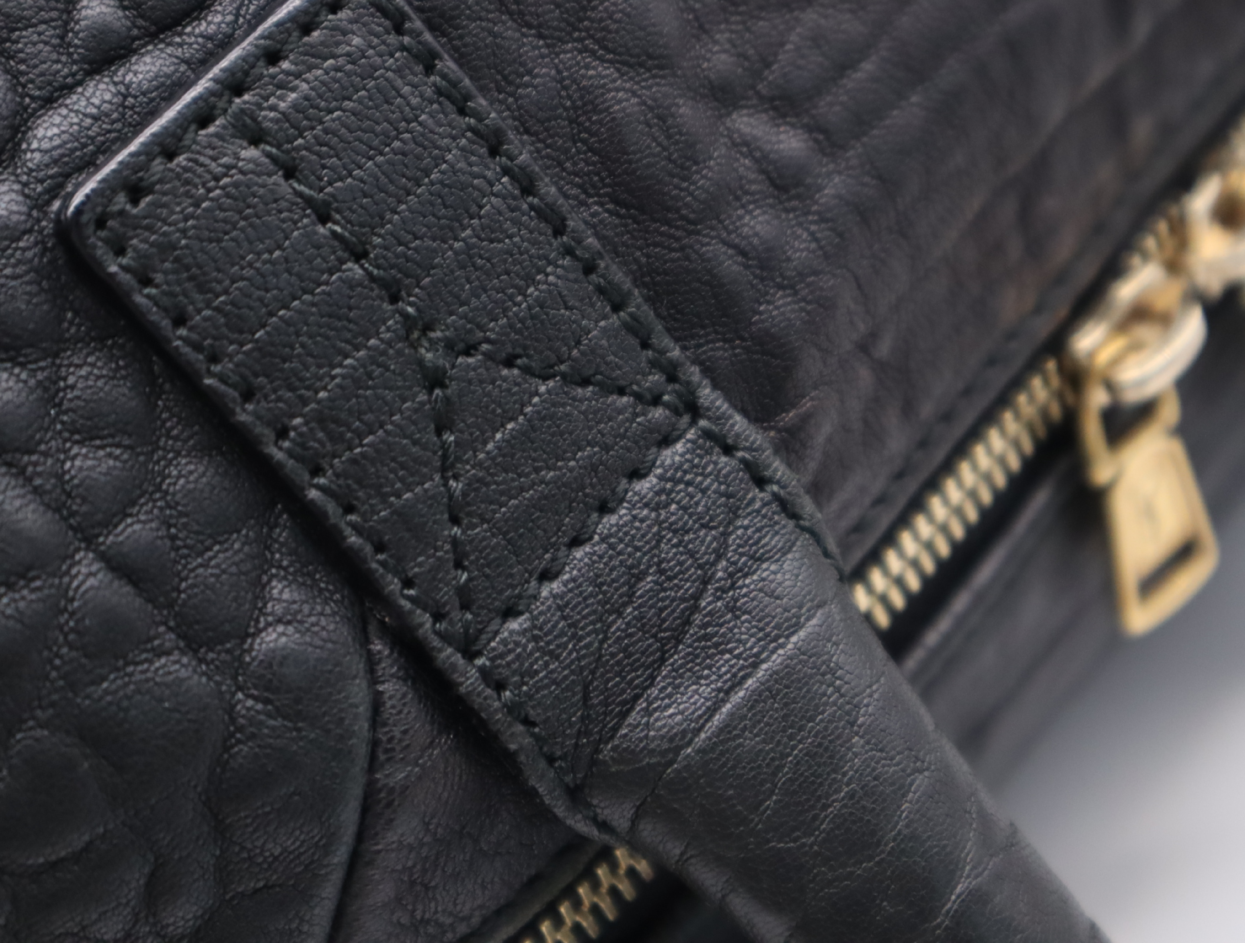 Leather Tote Bag, Black with Gold Hardware — view 9