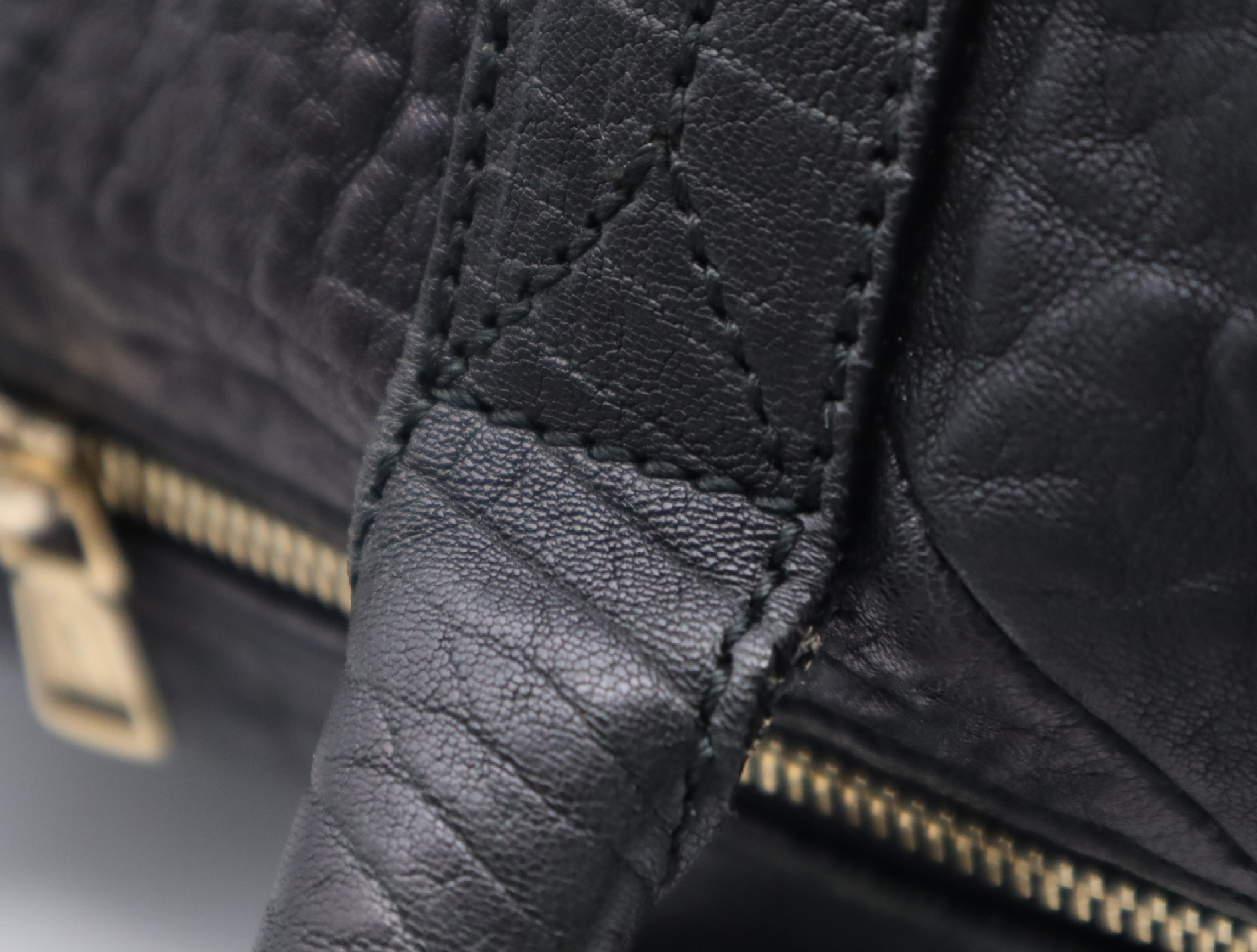 Leather Tote Bag, Black with Gold Hardware — view 10
