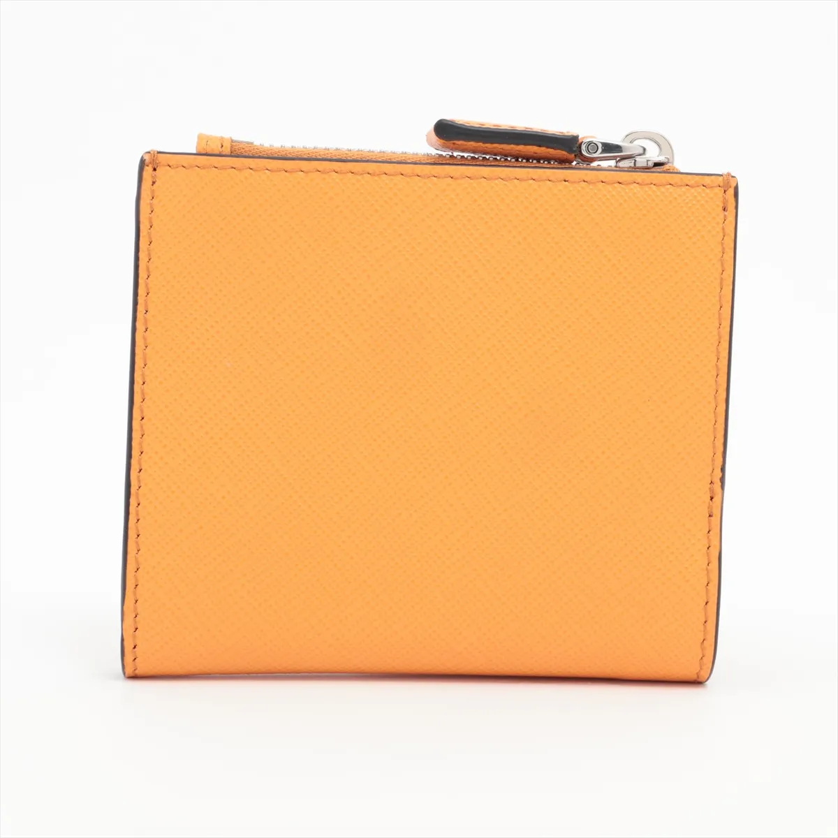 Saffiano Triangle 2ML049 Leather Compact Wallet Orange — view 2