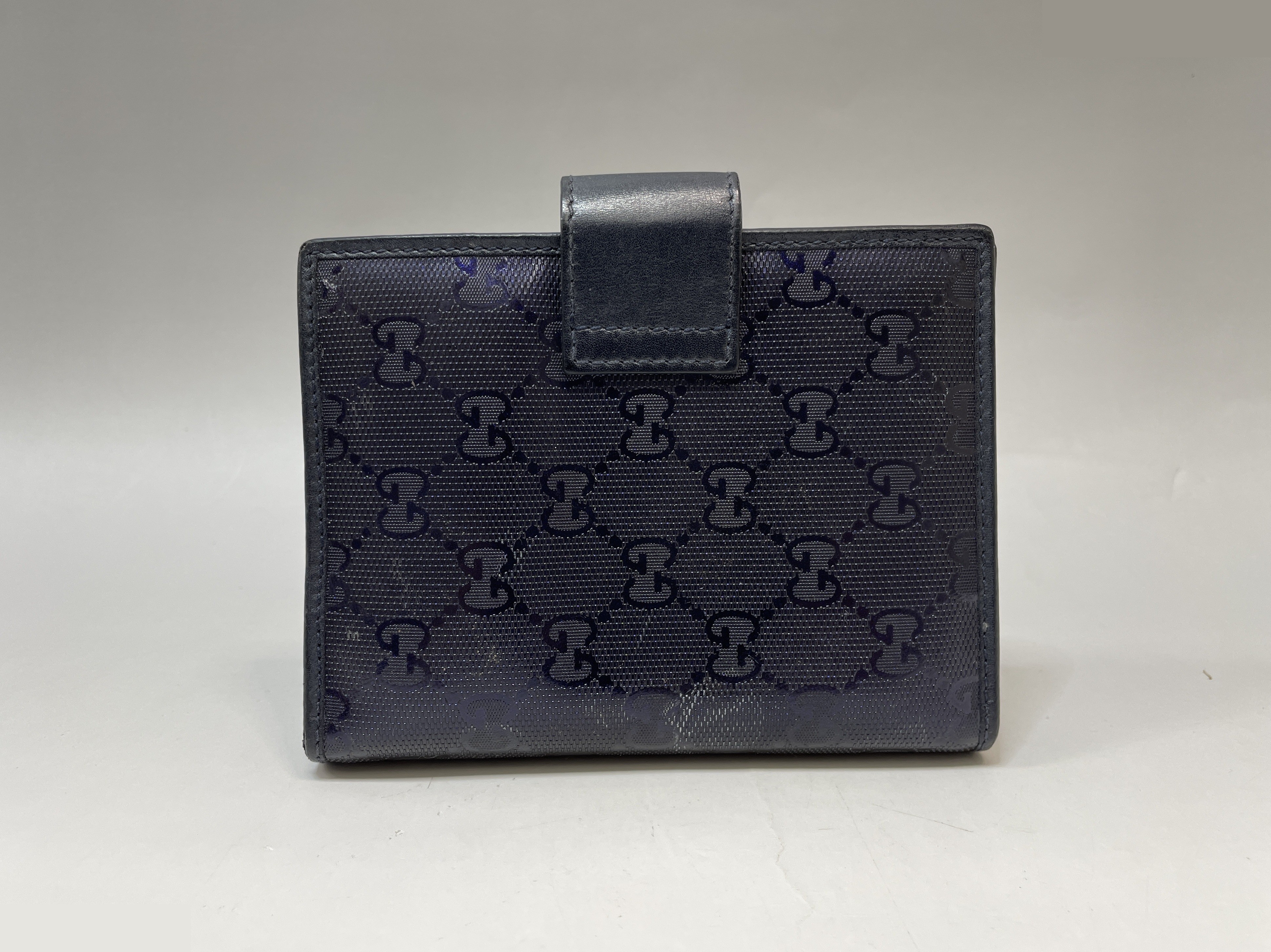 GG Imprime Coated Canvas Notebook Cover, Navy — view 2