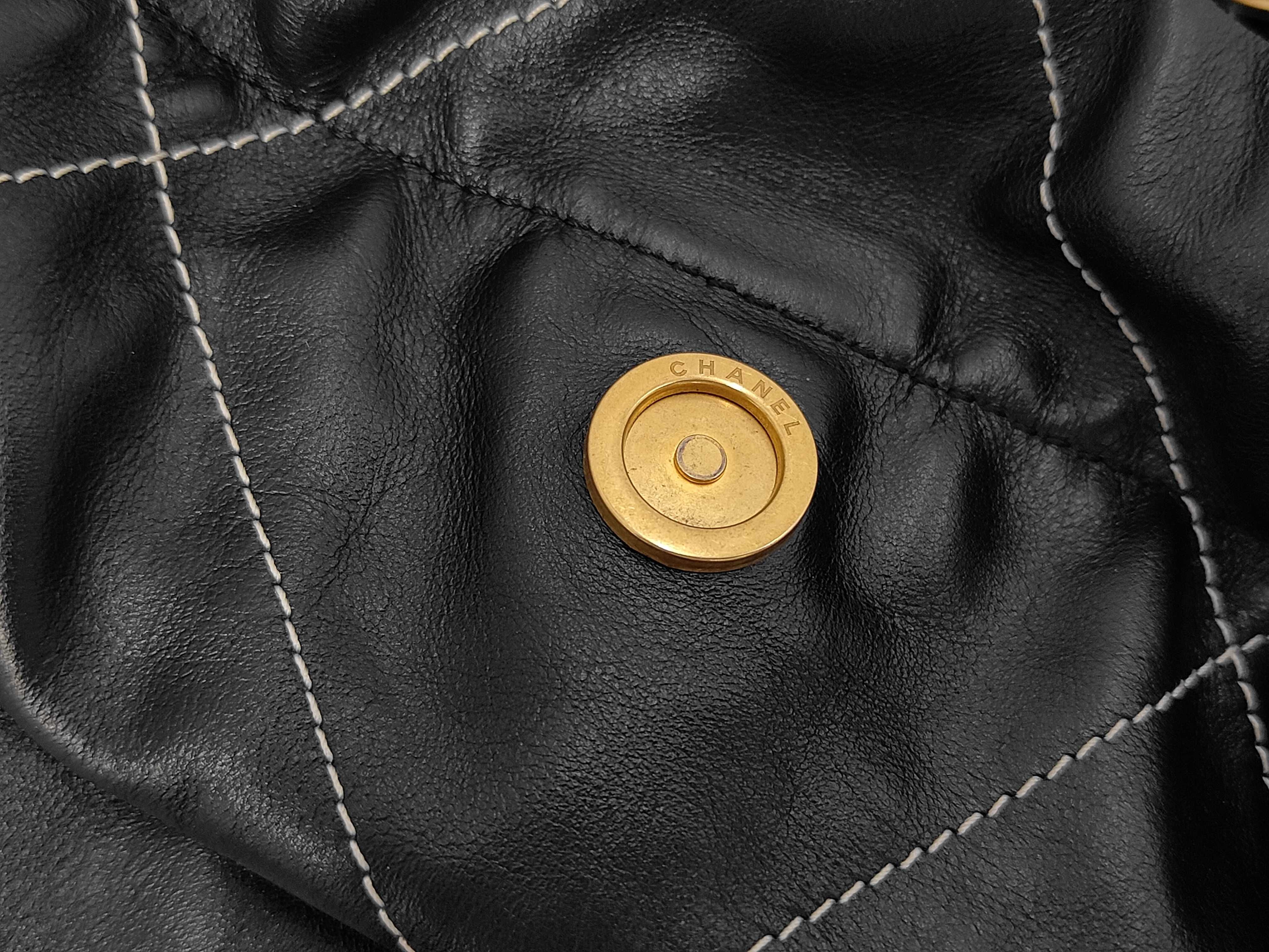 22 Small Random Serial Number Calfskin Black Gold Hardware Handbag — view 11