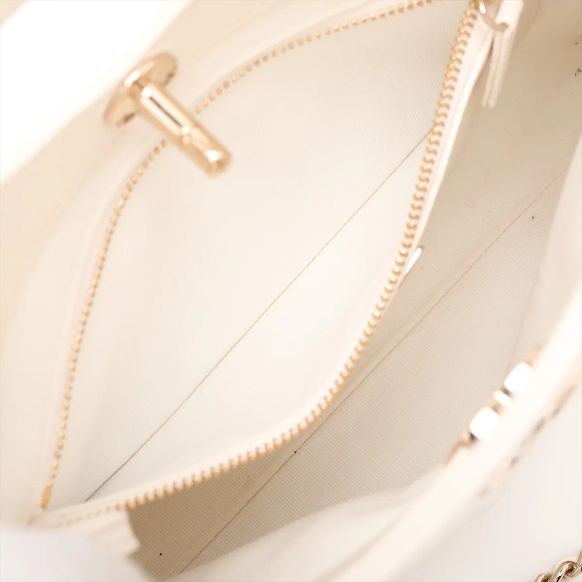 31 Mini Shiny Lambskin 2-Way Handbag, White with Gold Hardware, G5PL54LG, Random Plate, AS4133 — view 7