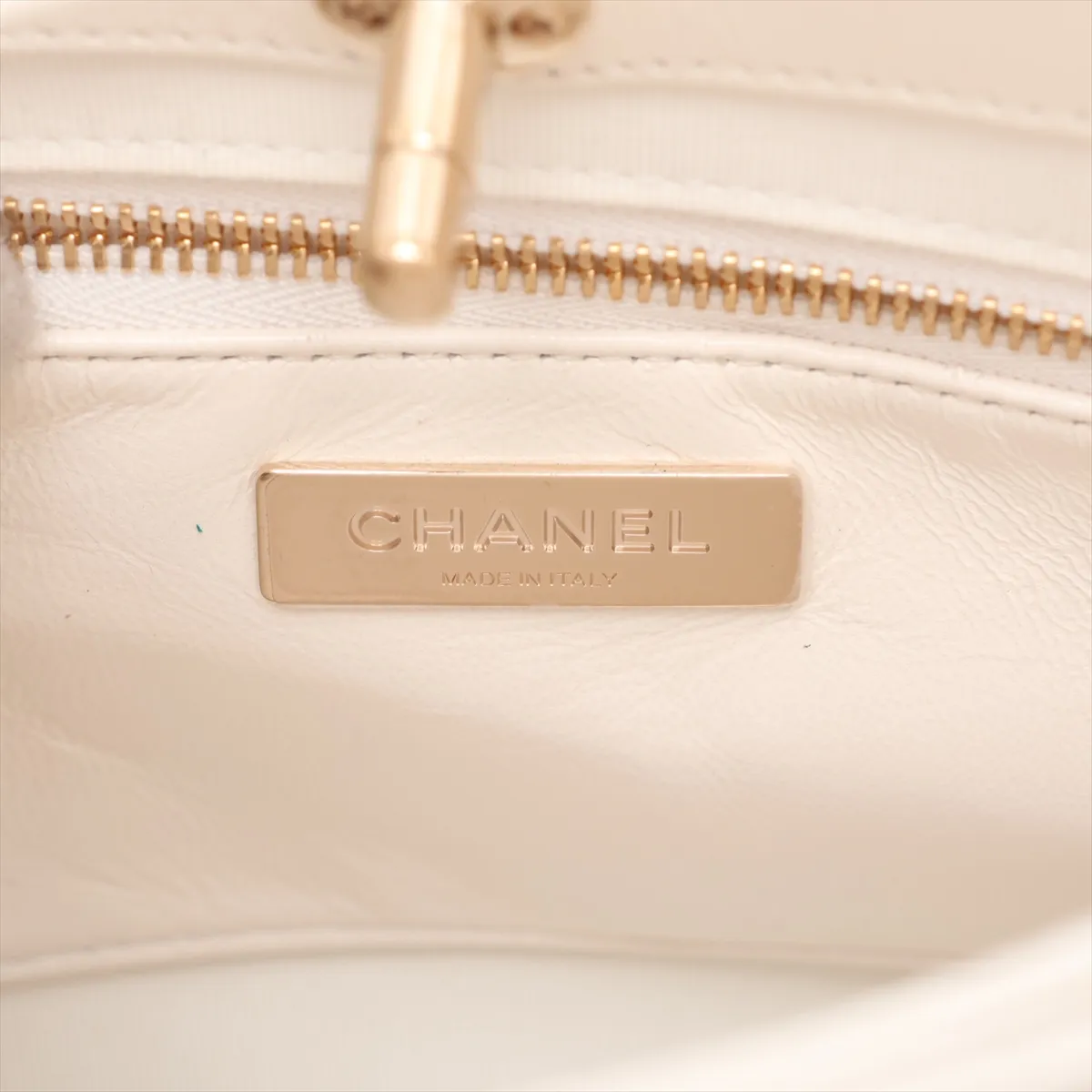 31 Mini Shiny Lambskin 2-Way Handbag, White with Gold Hardware, G5PL54LG, Random Plate, AS4133 — view 8