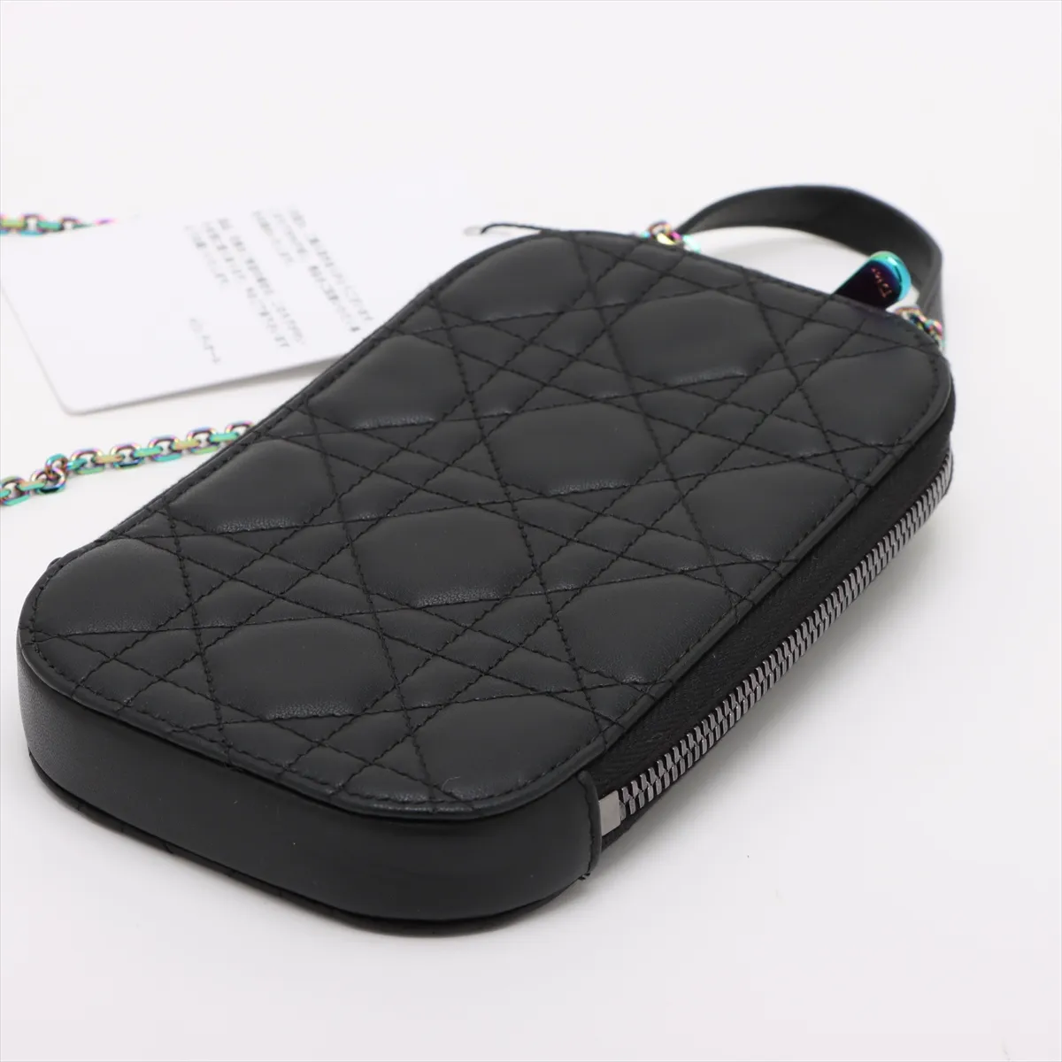 Cannage Phone Holder Leather 2WAY Shoulder Bag Black — view 3