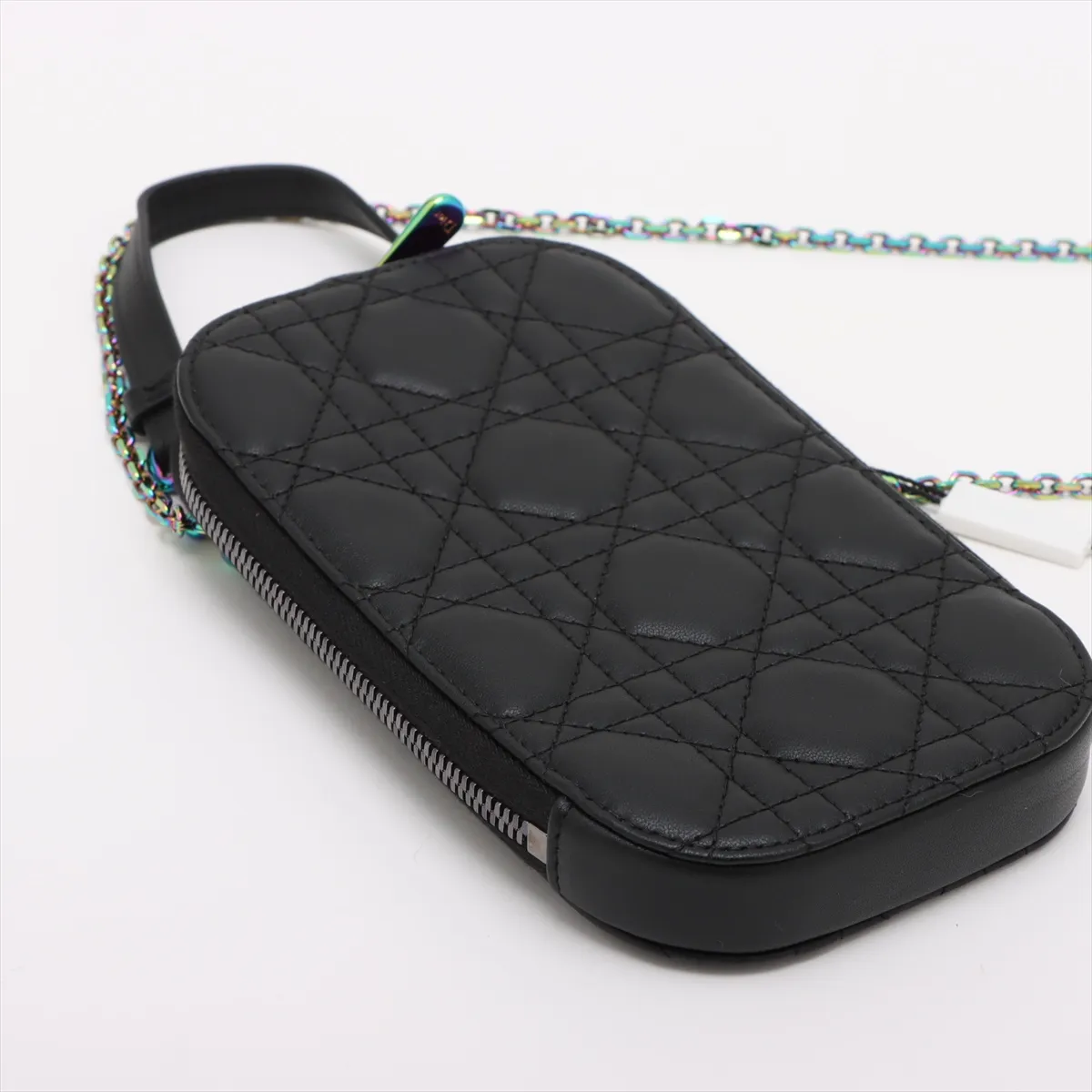 Cannage Phone Holder Leather 2WAY Shoulder Bag Black — view 4
