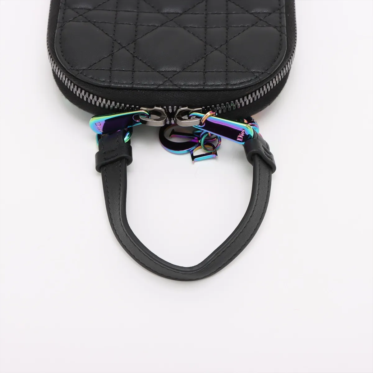 Cannage Phone Holder Leather 2WAY Shoulder Bag Black — view 5