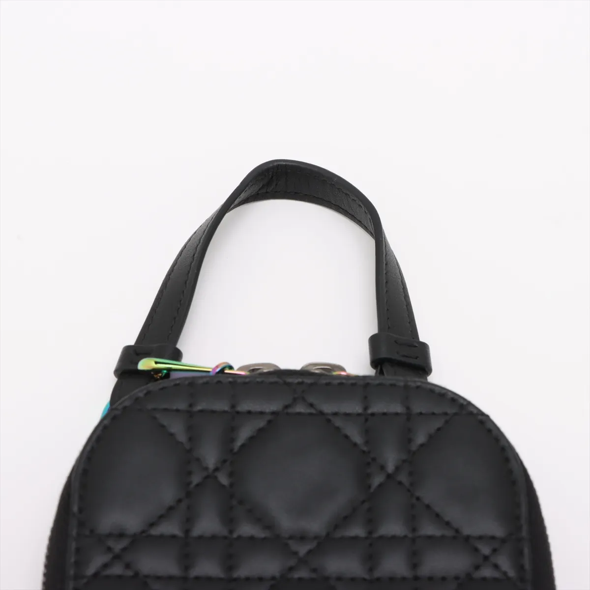 Cannage Phone Holder Leather 2WAY Shoulder Bag Black — view 6