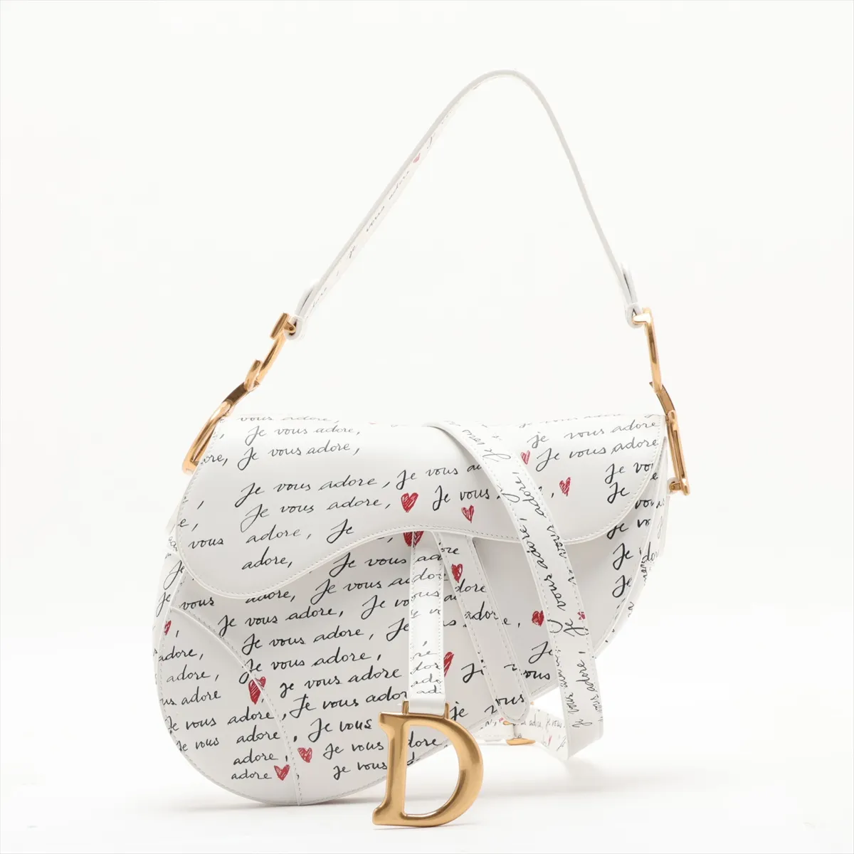 Amour Saddle Leather 2-Way Shoulder Bag White Lucky Star