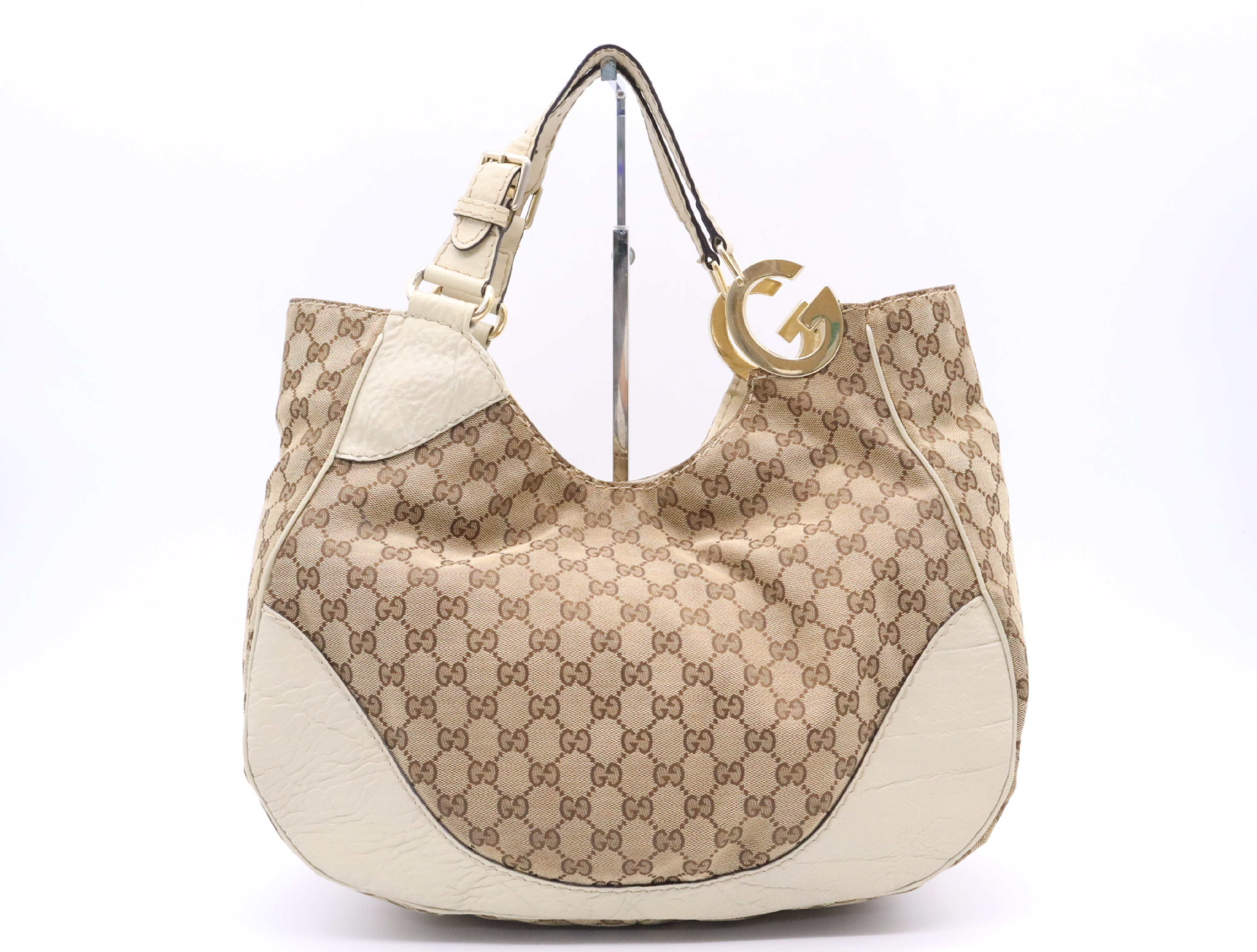 203504 Canvas x Leather Charlotte Handbag Brown Gold Hardware Handbag