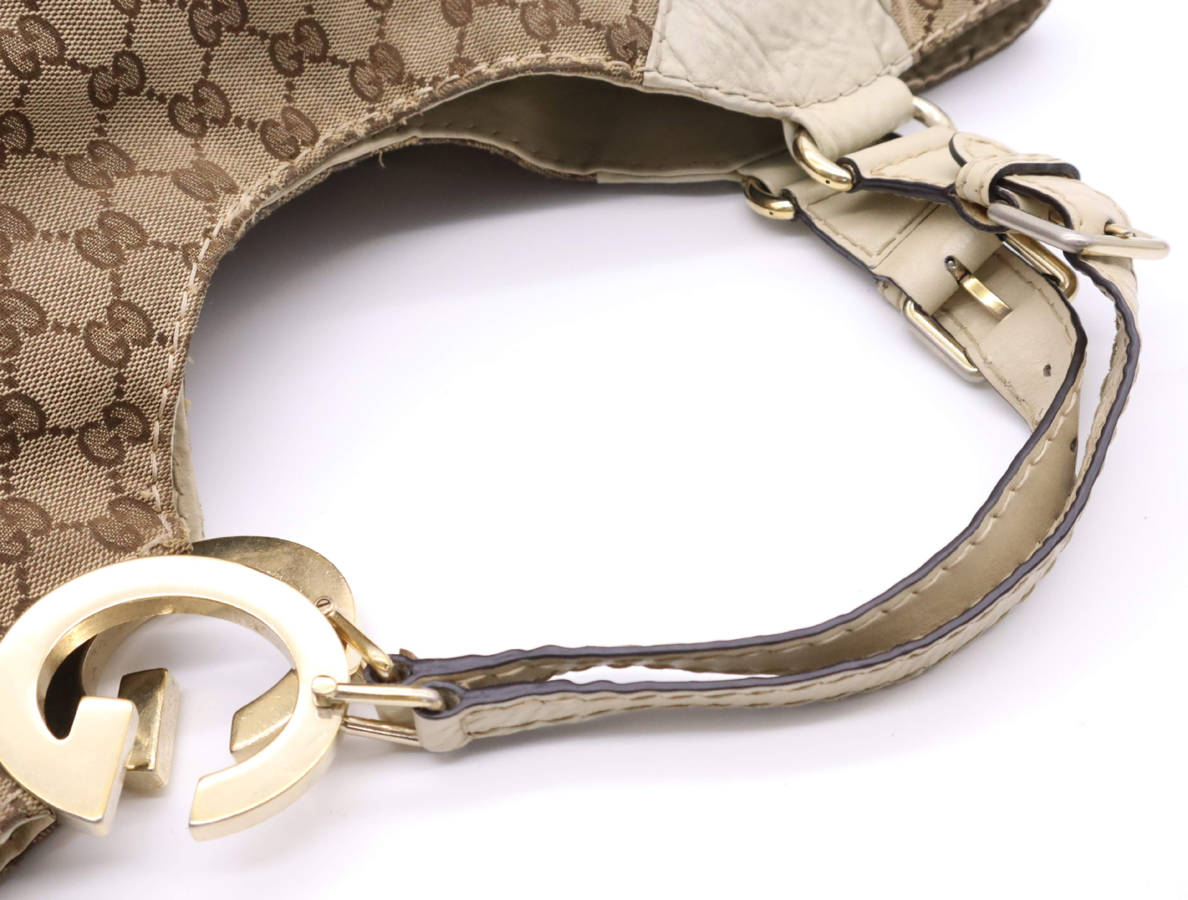 203504 Canvas x Leather Charlotte Handbag Brown Gold Hardware Handbag — view 12