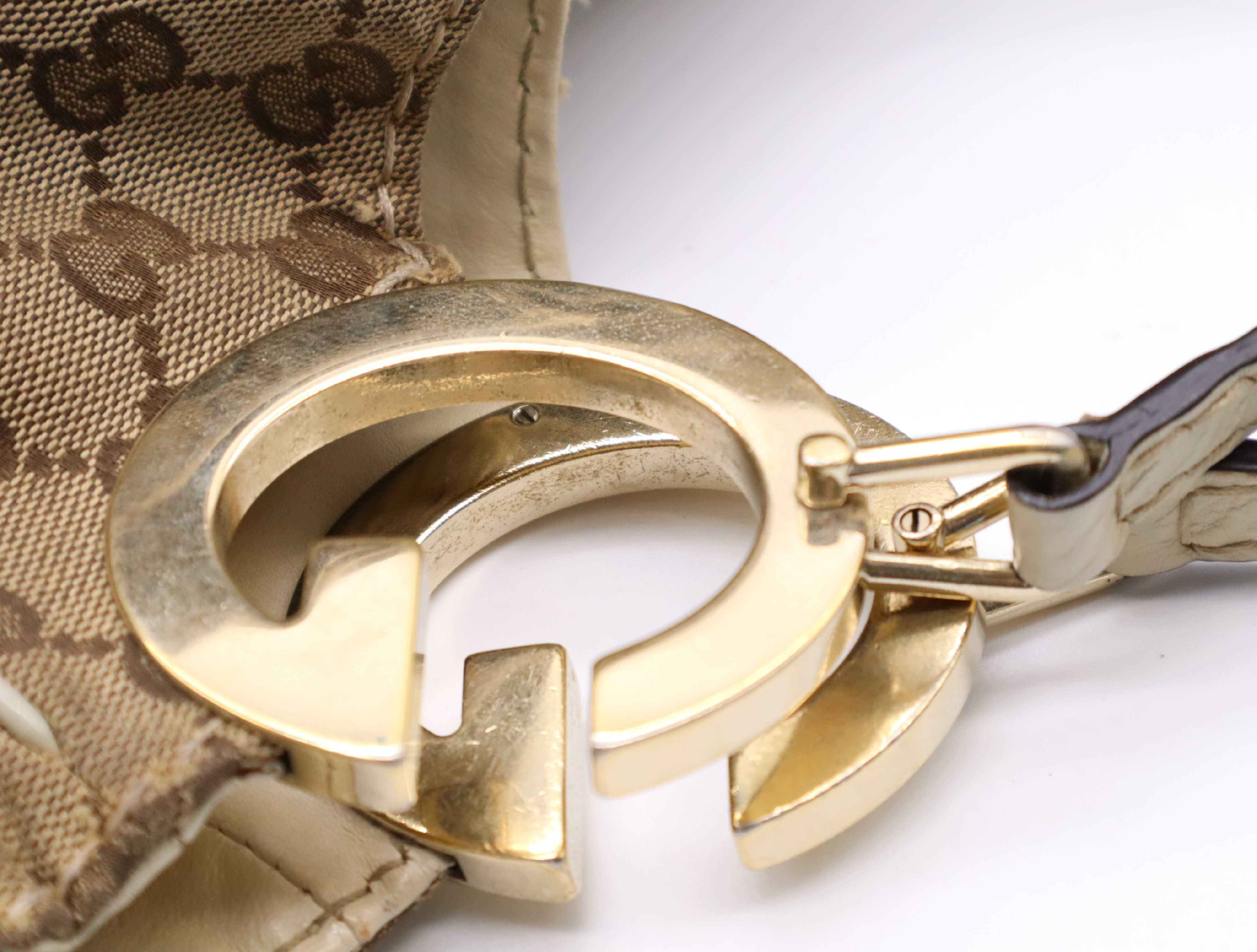 203504 Canvas x Leather Charlotte Handbag Brown Gold Hardware Handbag — view 9