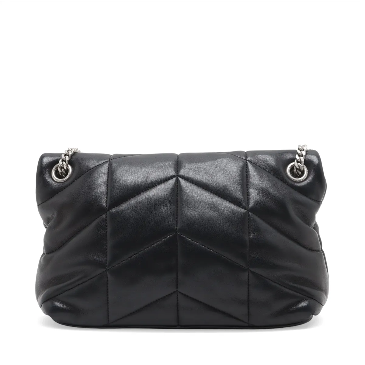 Lulu Puffer Leather Chain Shoulder Bag, Black 577476 — view 2