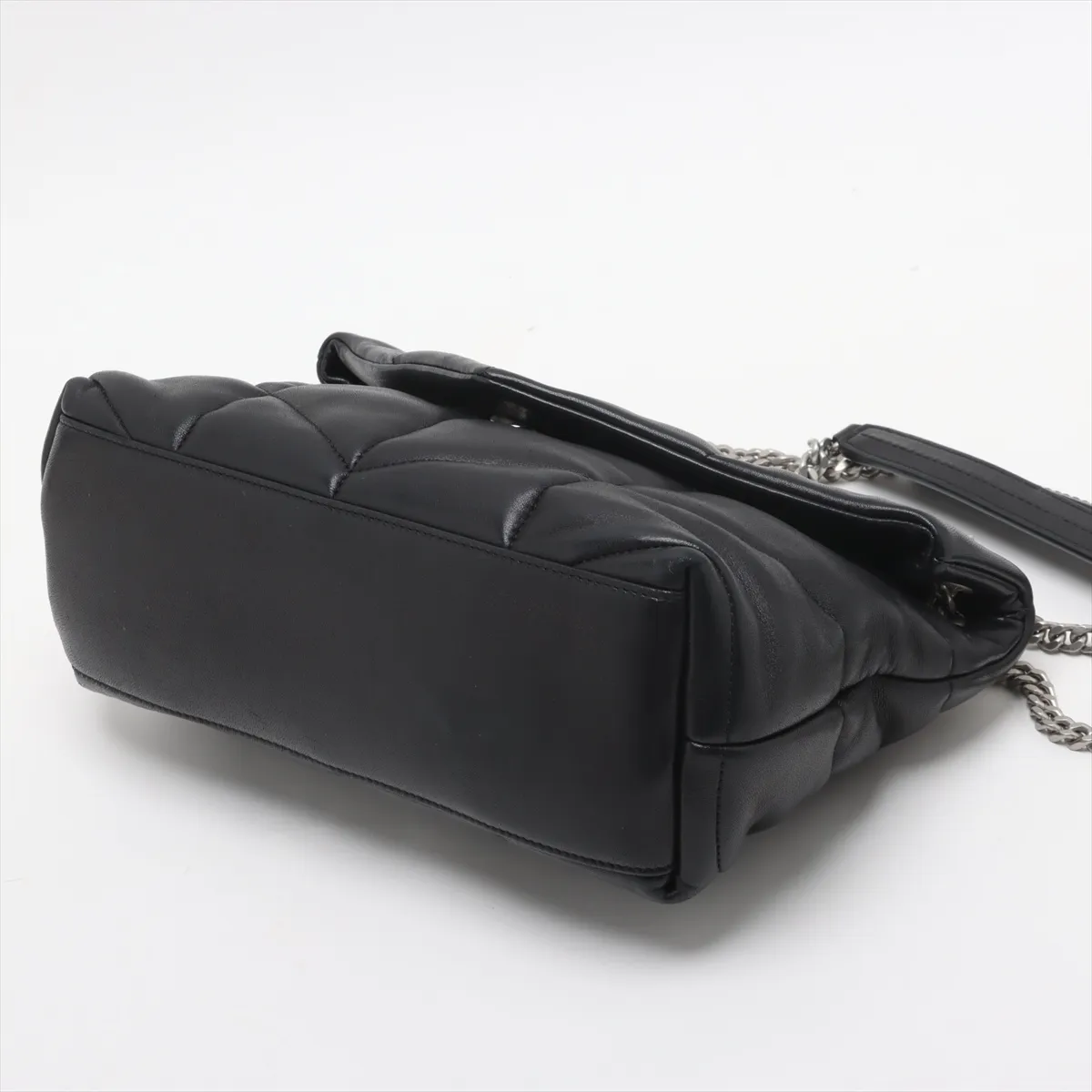 Lulu Puffer Leather Chain Shoulder Bag, Black 577476 — view 3