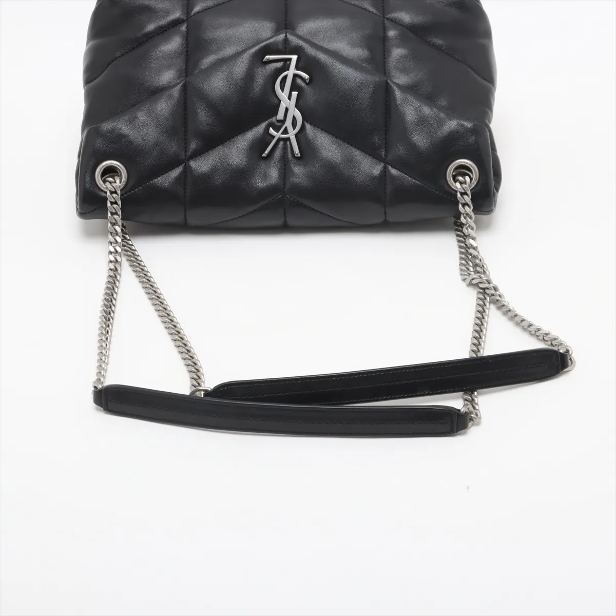 Lulu Puffer Leather Chain Shoulder Bag, Black 577476 — view 5