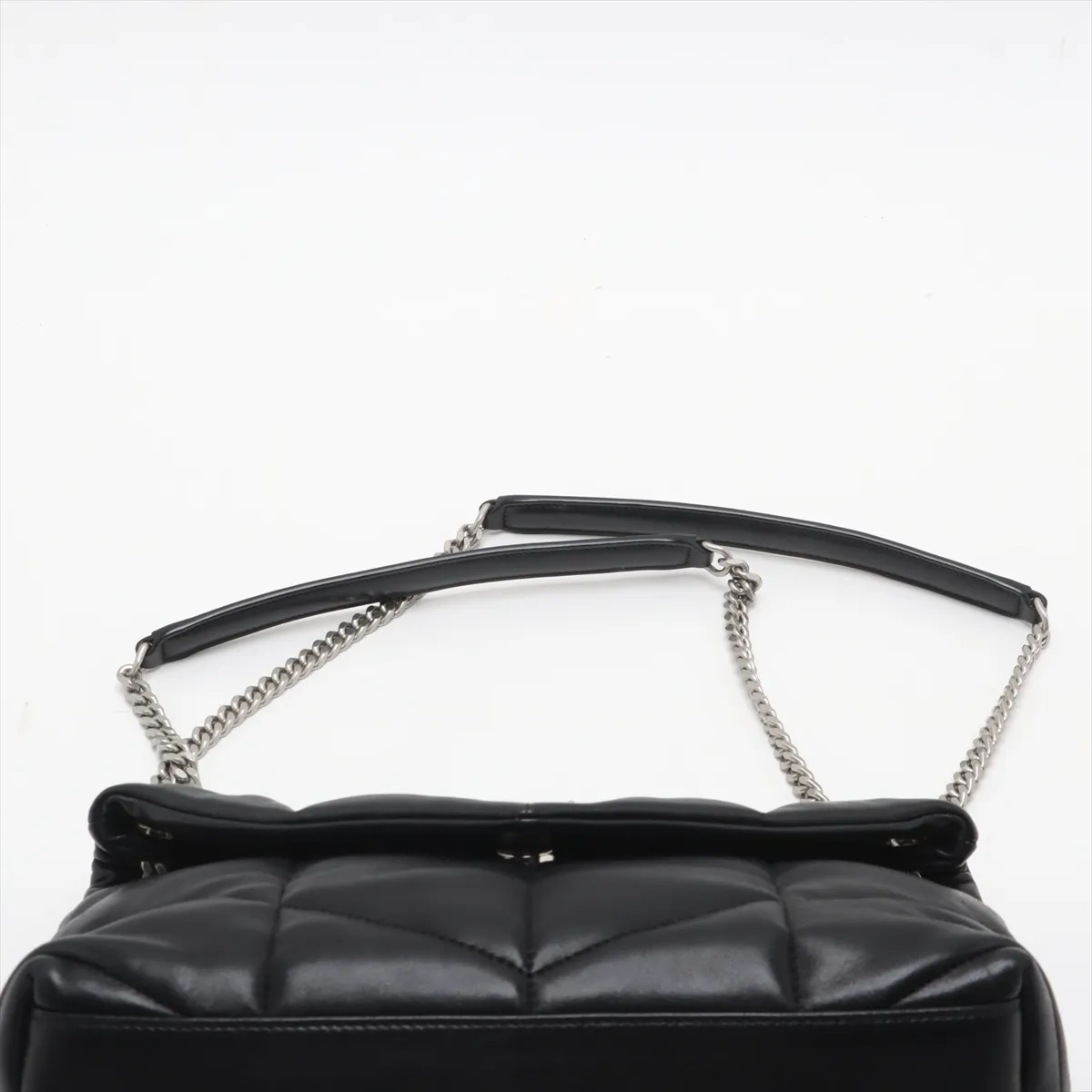 Lulu Puffer Leather Chain Shoulder Bag, Black 577476 — view 6