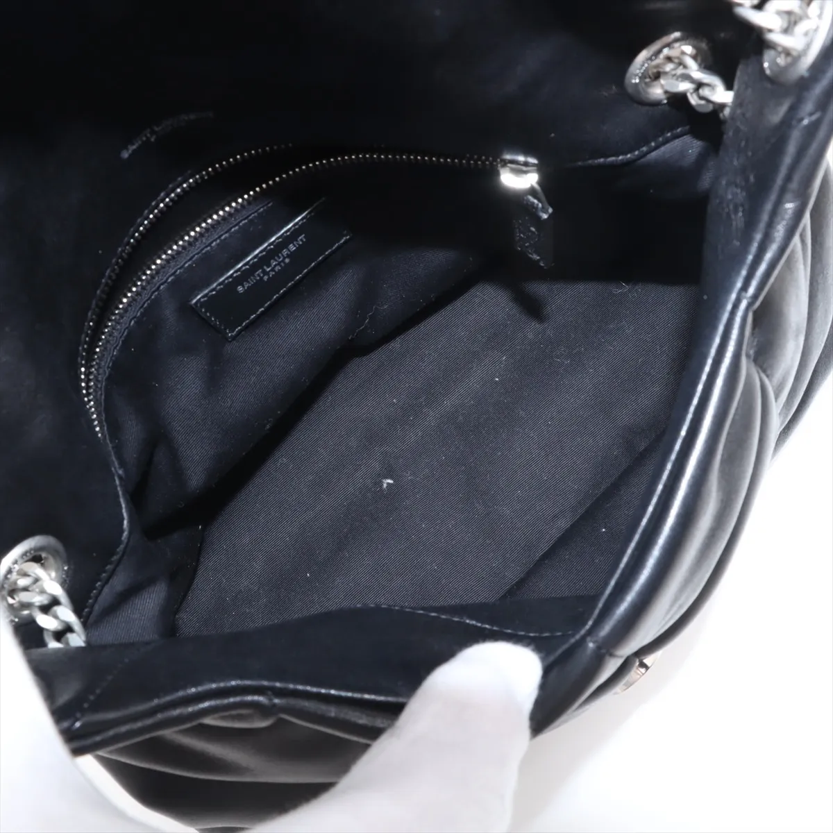 Lulu Puffer Leather Chain Shoulder Bag, Black 577476 — view 7