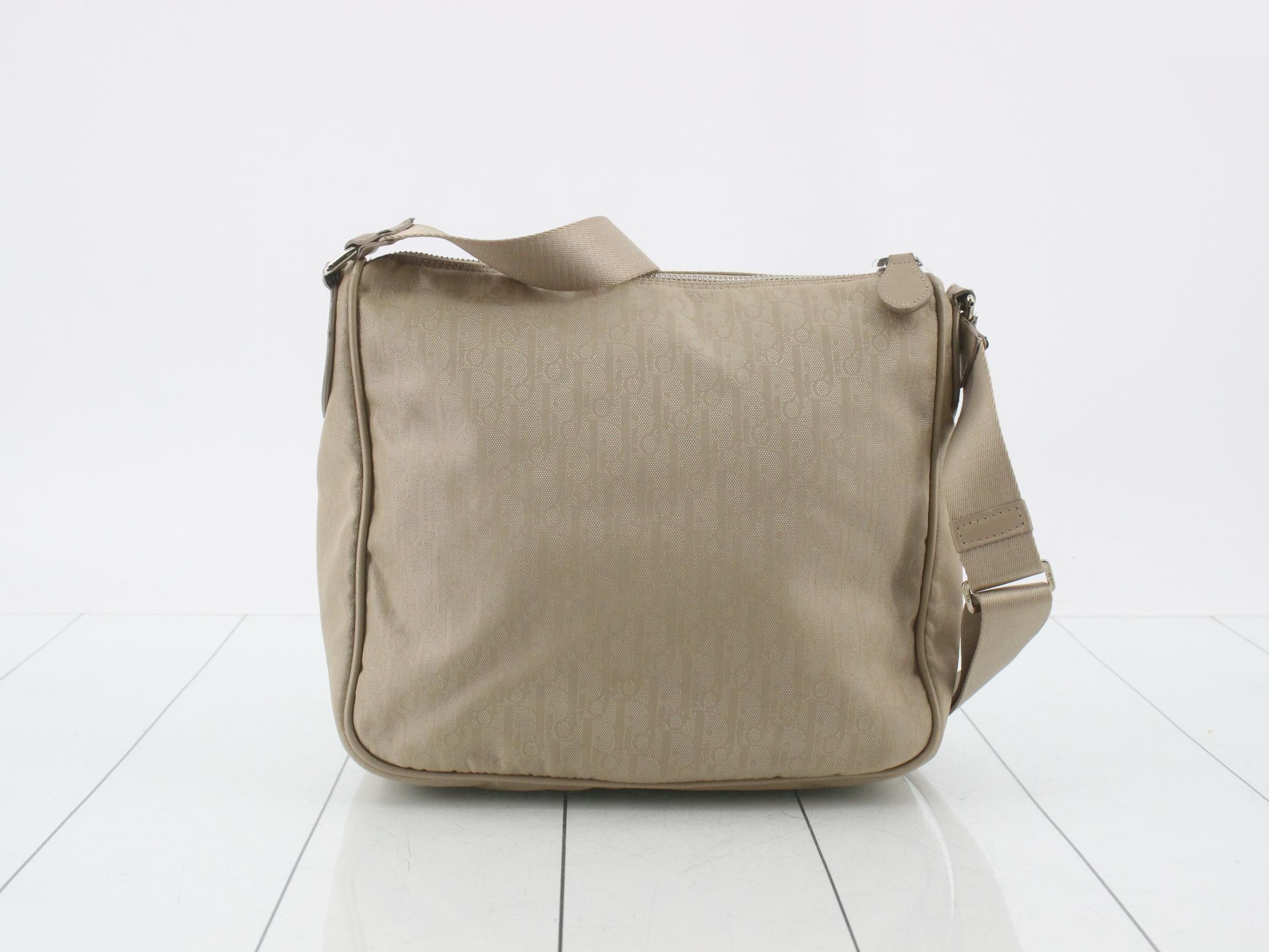 Trotter Shoulder Bag, Nylon/Leather, Beige — view 2