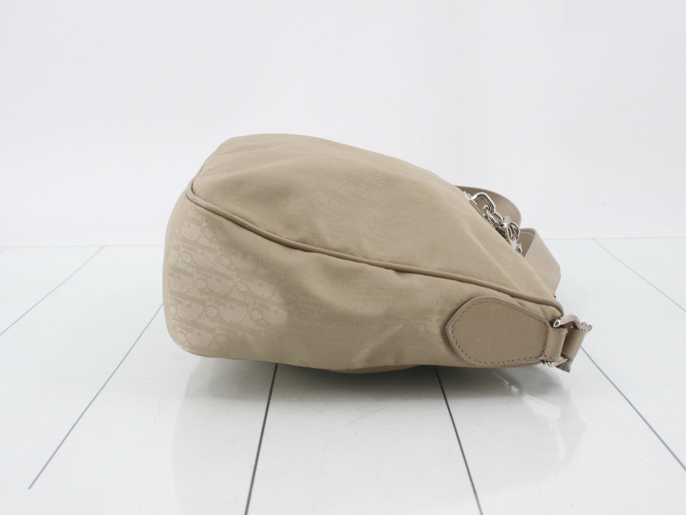 Trotter Shoulder Bag, Nylon/Leather, Beige — view 3