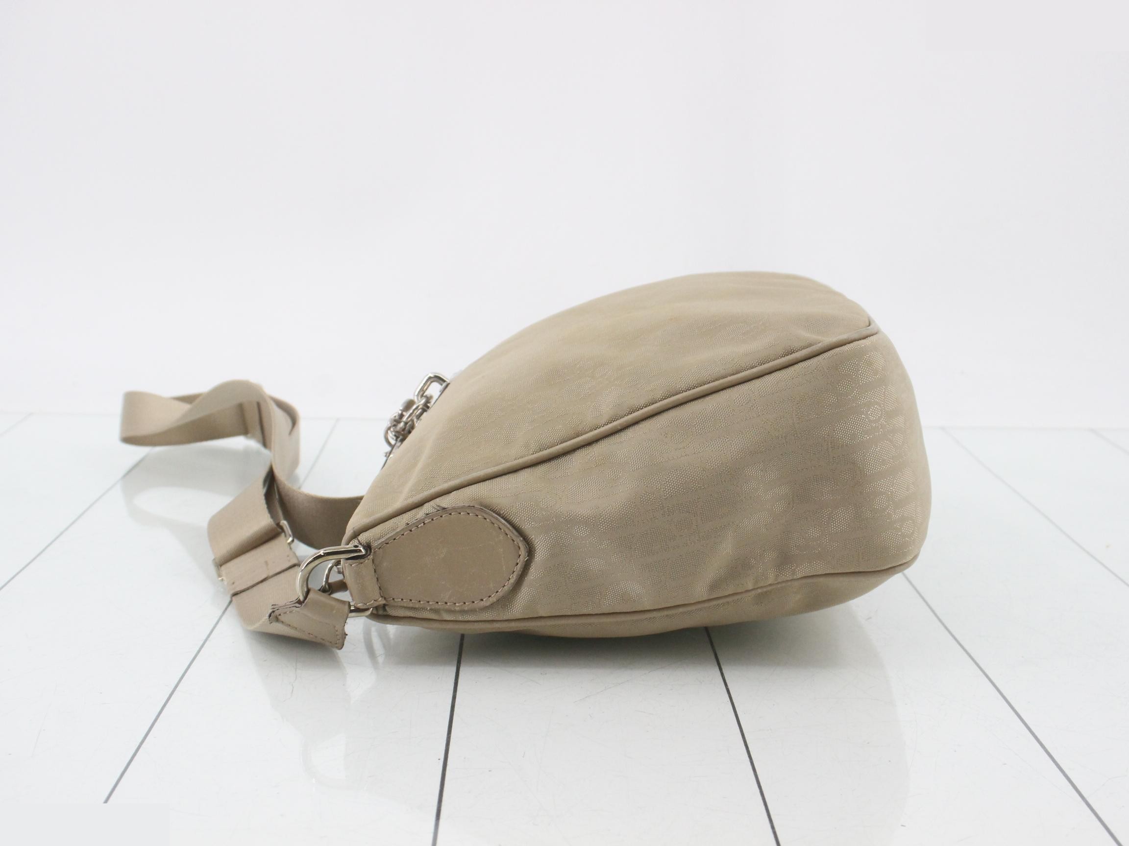 Trotter Shoulder Bag, Nylon/Leather, Beige — view 4