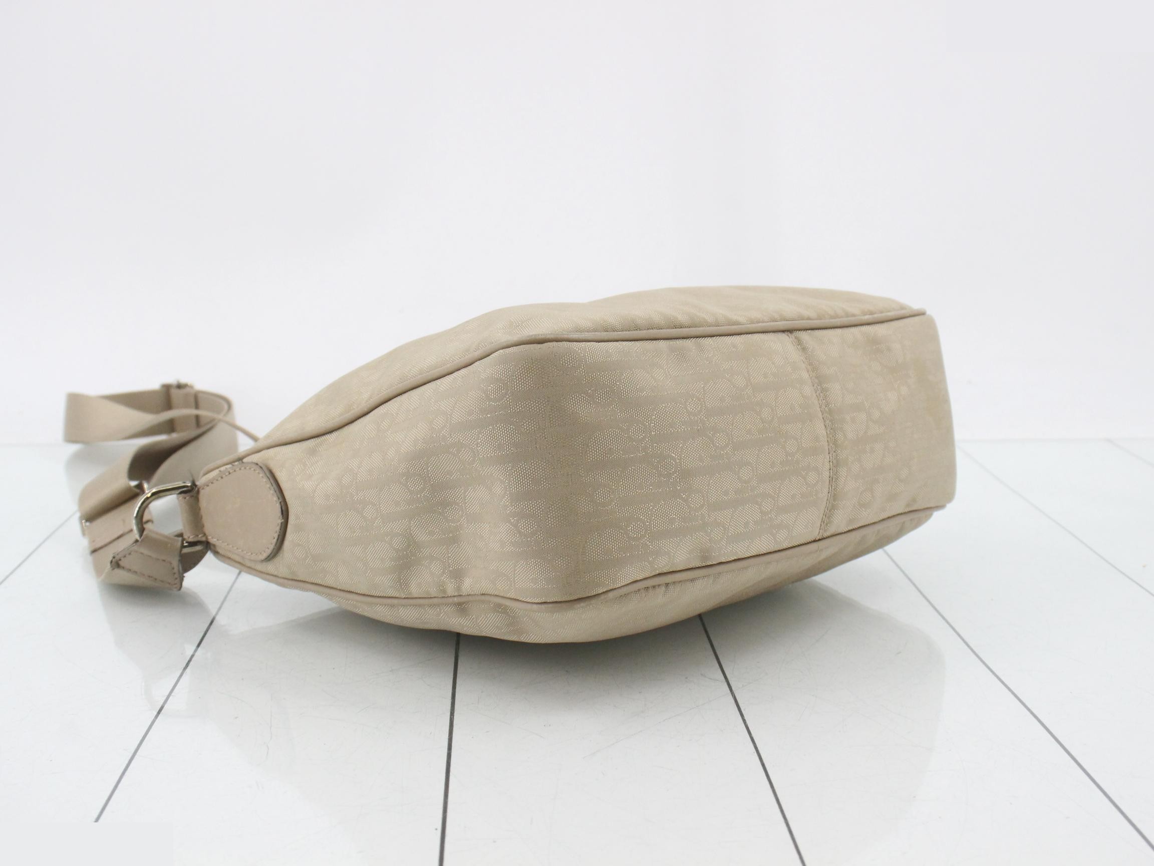 Trotter Shoulder Bag, Nylon/Leather, Beige — view 5