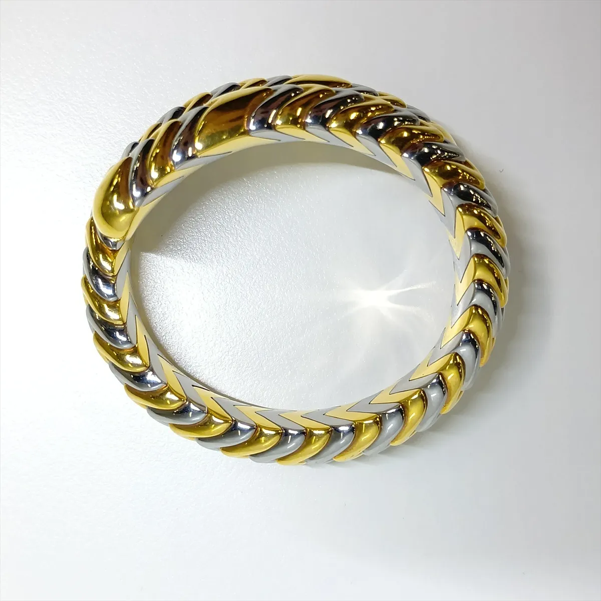 Spiga Bracelet, 750 (Yellow Gold) x Stainless Steel, 67.3g, — view 6