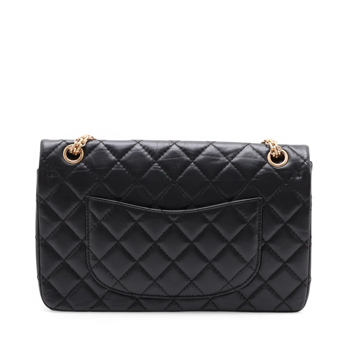 Matelassé 2.55 Large Vintage Calf Double Flap Double Chain Bag, Black with Gold Hardware, 23506851, Serial Number , A37587 — view 2
