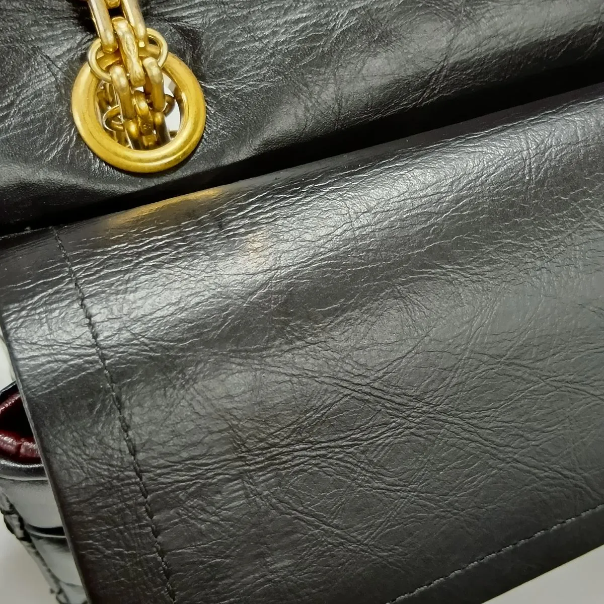 Matelassé 2.55 Large Vintage Calf Double Flap Double Chain Bag, Black with Gold Hardware, 23506851, Serial Number , A37587 — view 12