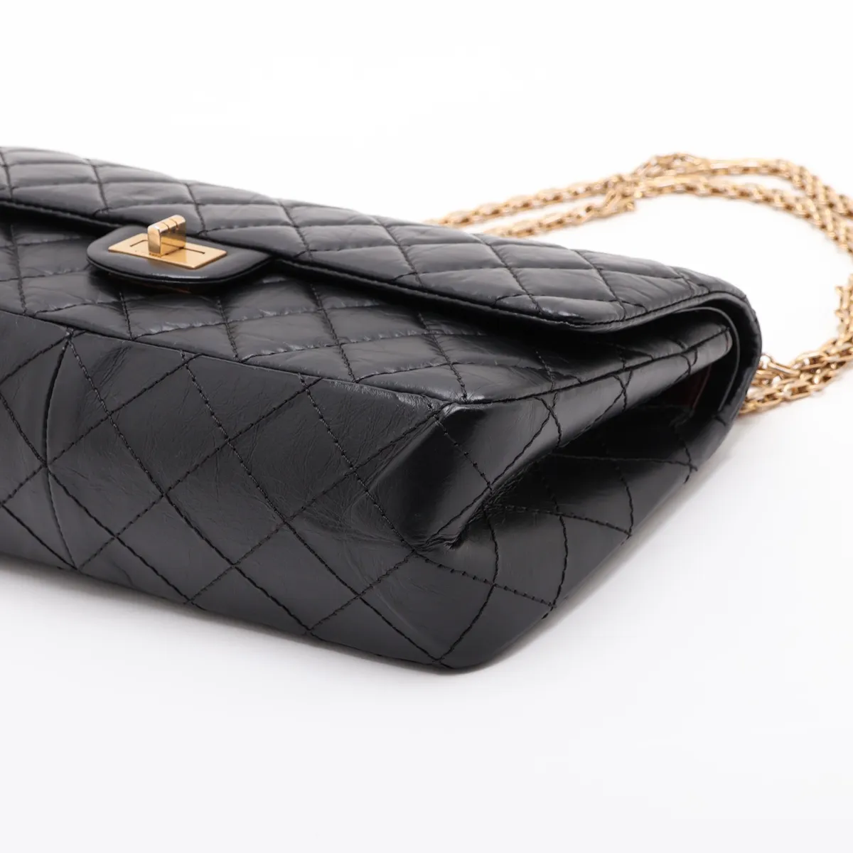 Matelassé 2.55 Large Vintage Calf Double Flap Double Chain Bag, Black with Gold Hardware, 23506851, Serial Number , A37587 — view 3